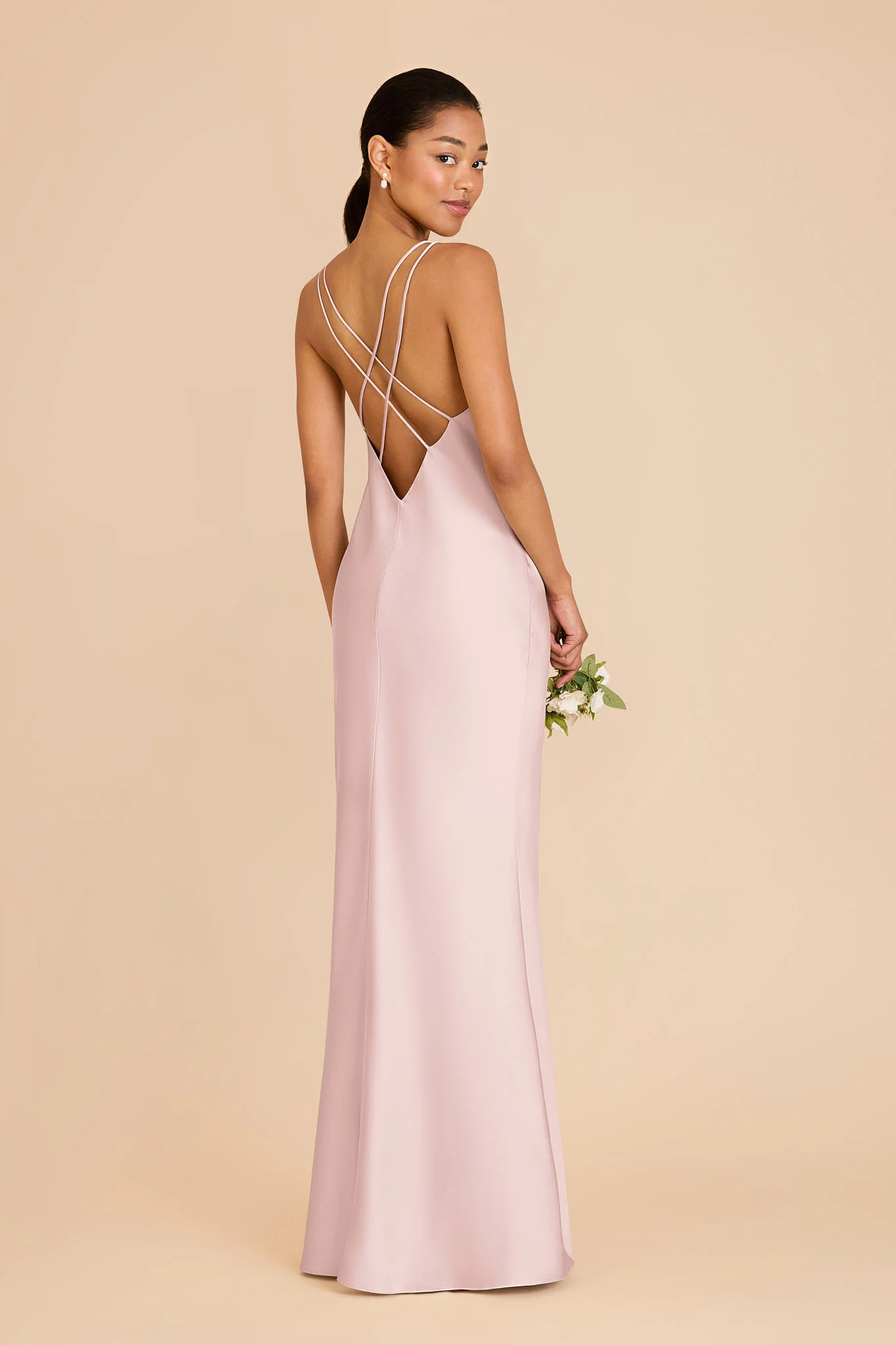 Dasha Matte Satin Dress - Pale Blush - Image 4