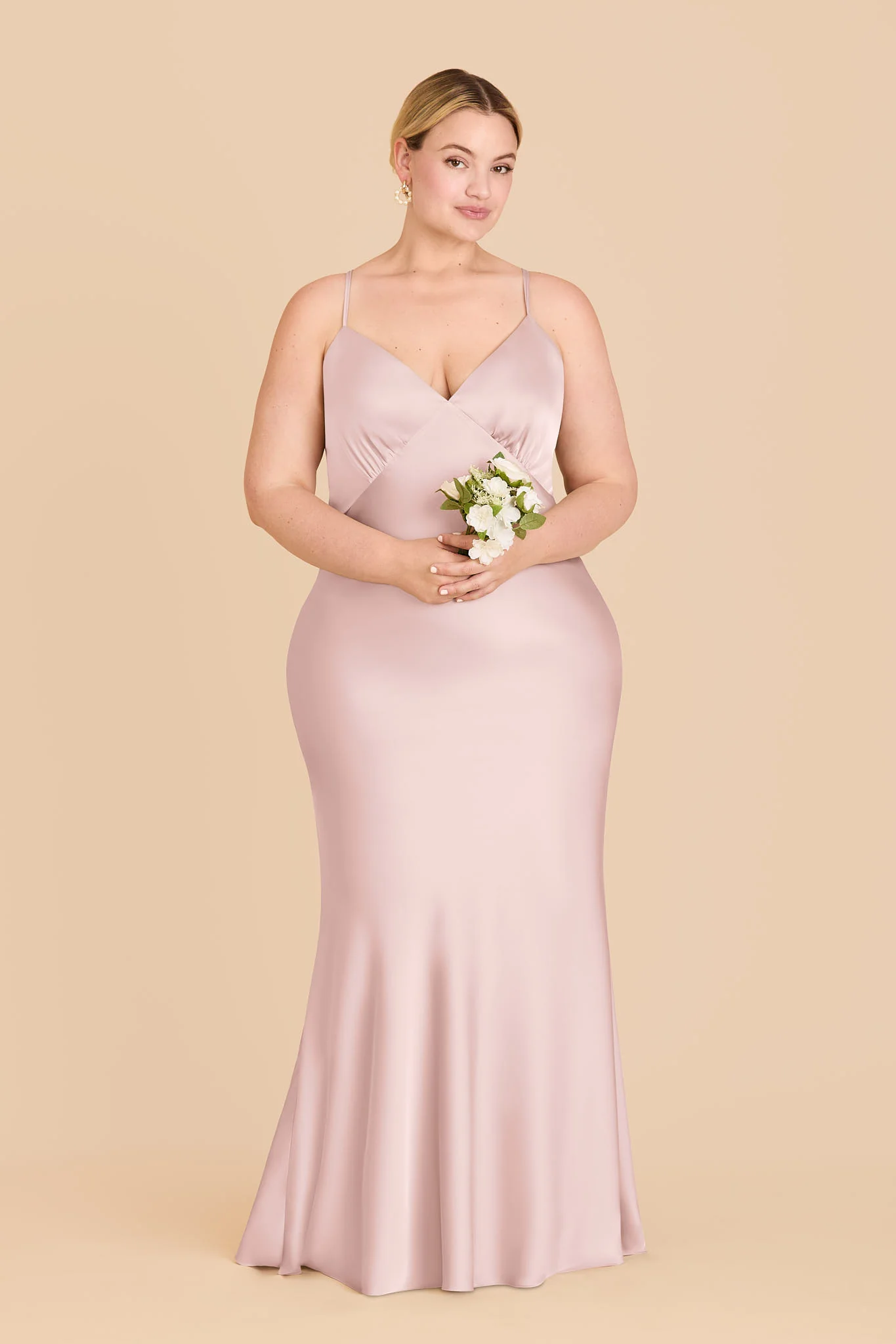 Dasha Matte Satin Dress - Pale Blush - Image 6