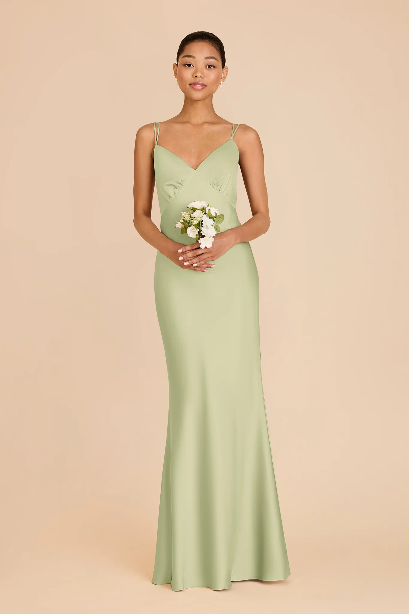 Dasha Matte Satin Dress - Pale Pistachio - Image 3