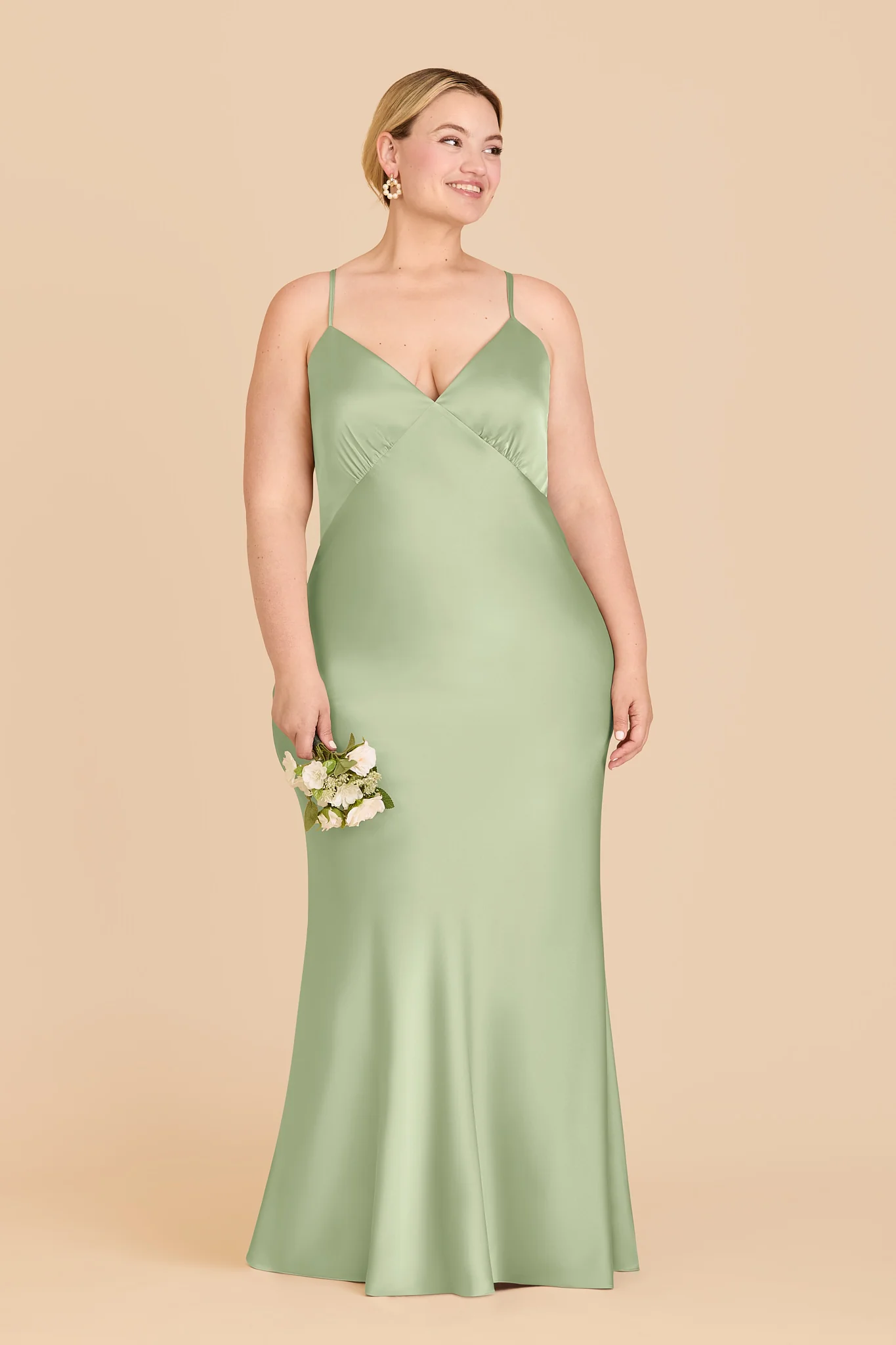 Dasha Matte Satin Dress - Pistachio - Image 2
