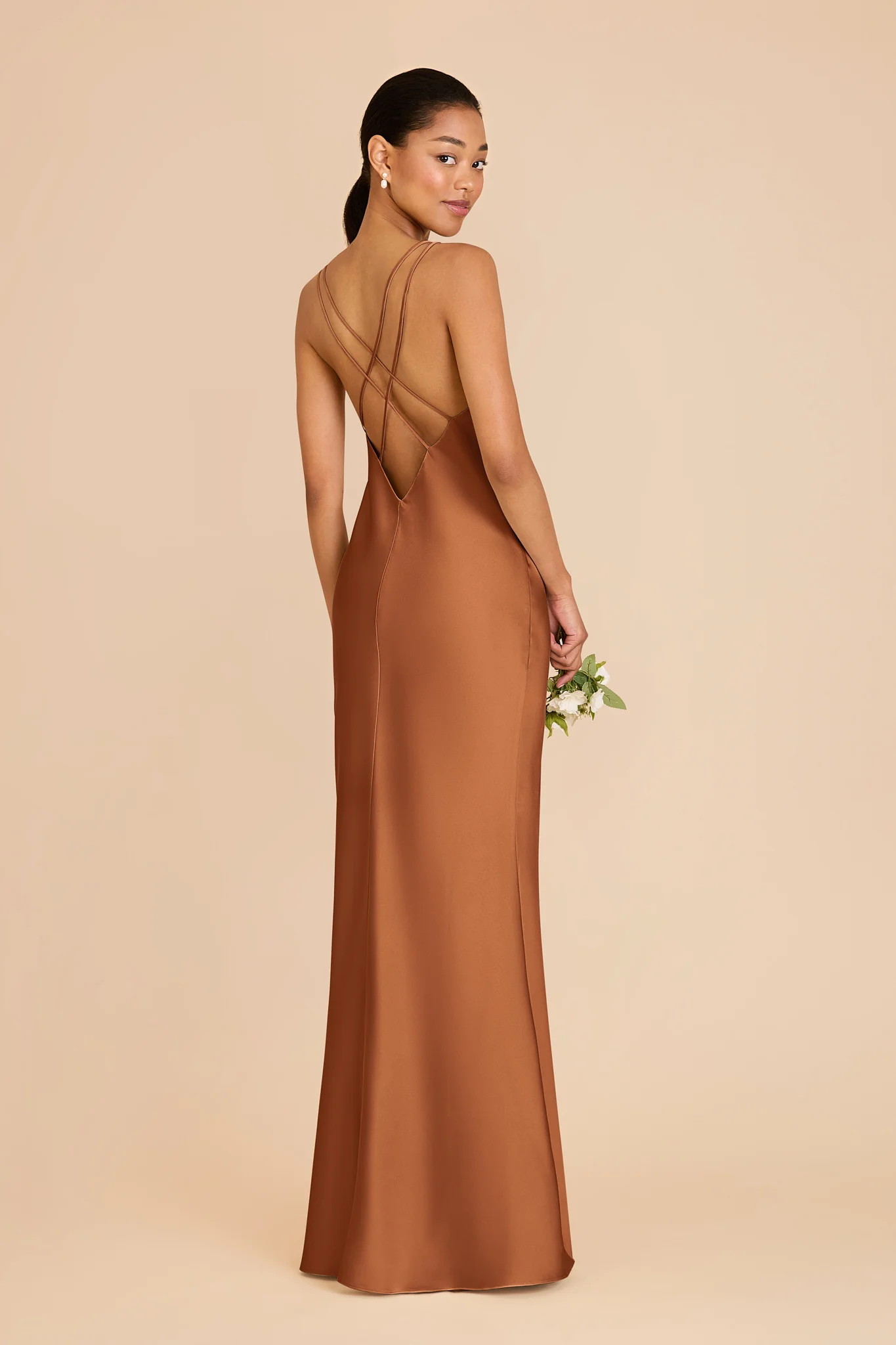 Dasha Matte Satin Dress - Rust - Image 4