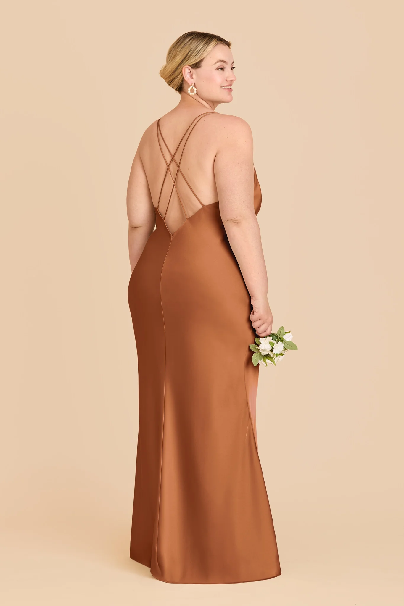 Dasha Matte Satin Dress - Rust - Image 7
