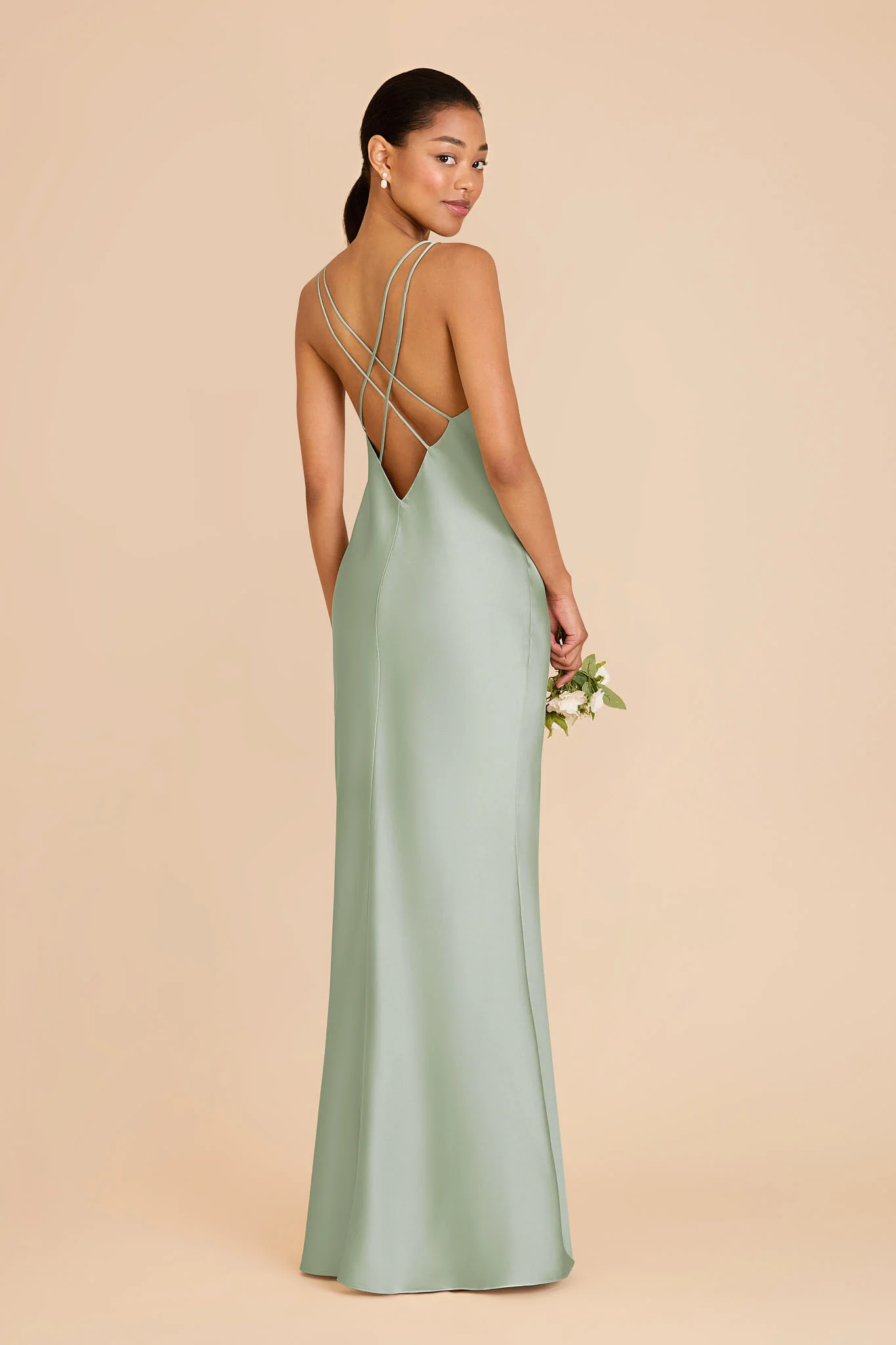 Dasha Matte Satin Dress - Sage - Image 4