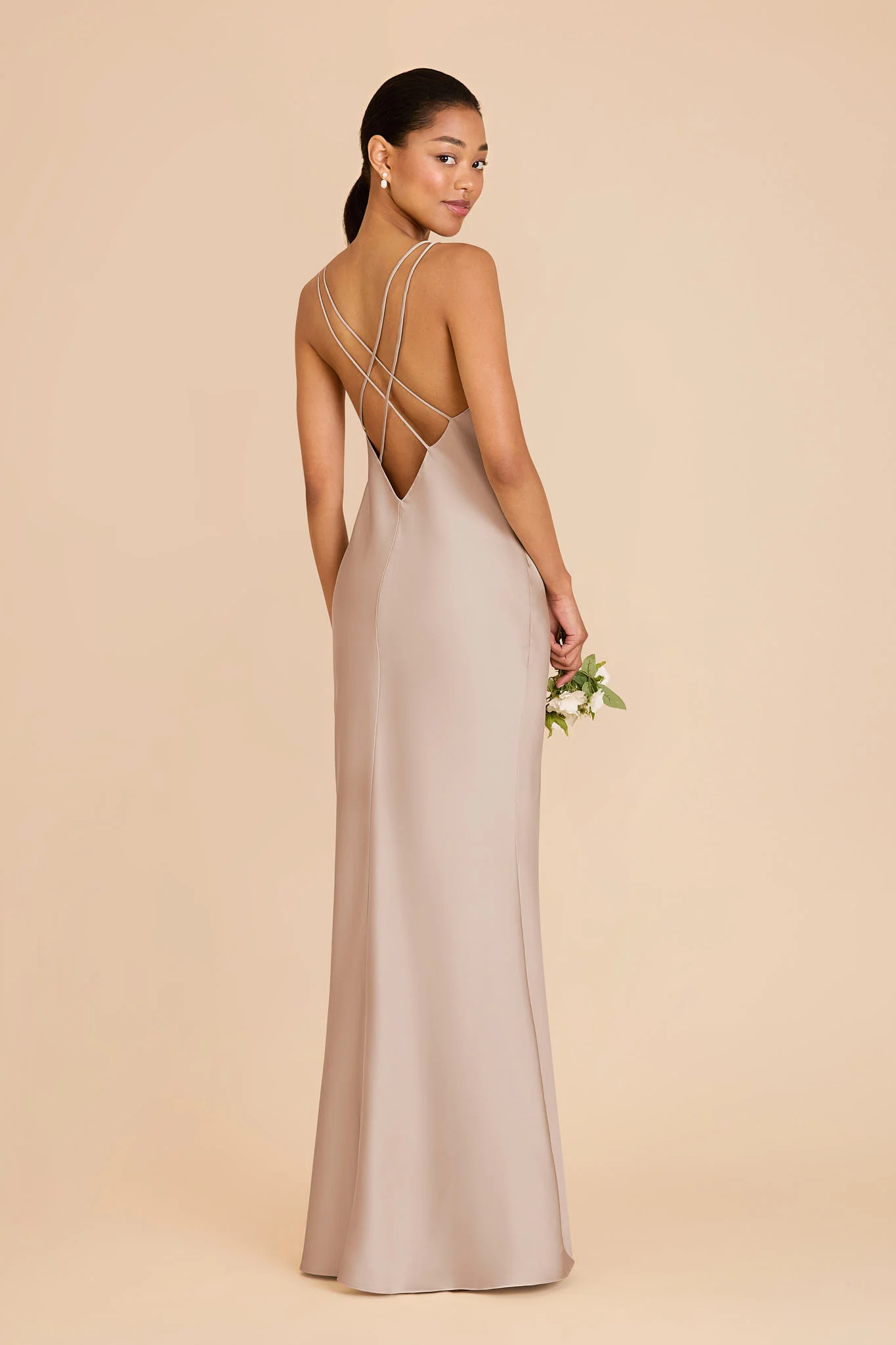 Dasha Matte Satin Dress - Taupe - Image 4