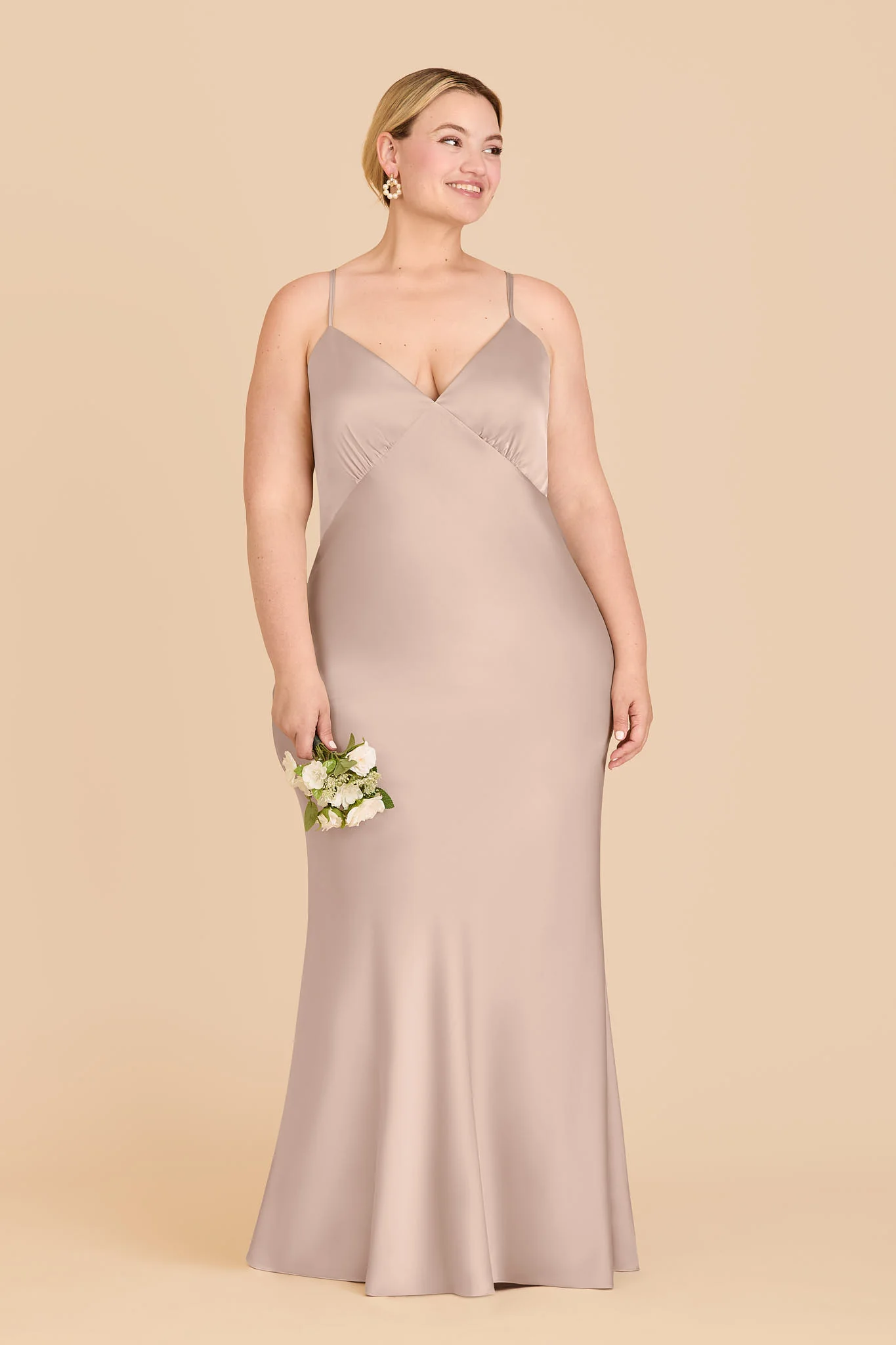 Dasha Matte Satin Dress - Taupe - Image 6