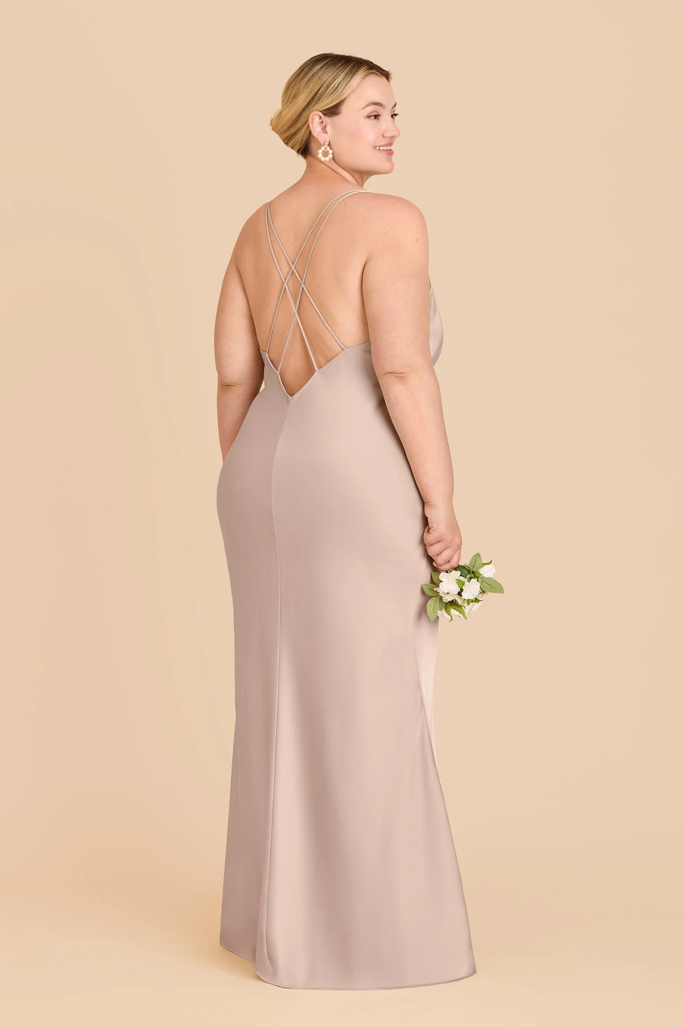 Dasha Matte Satin Dress - Taupe - Image 7