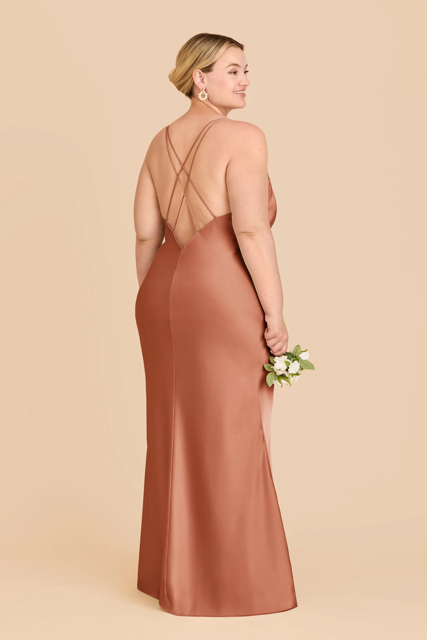 Dasha Matte Satin Dress - Terracotta - Image 3
