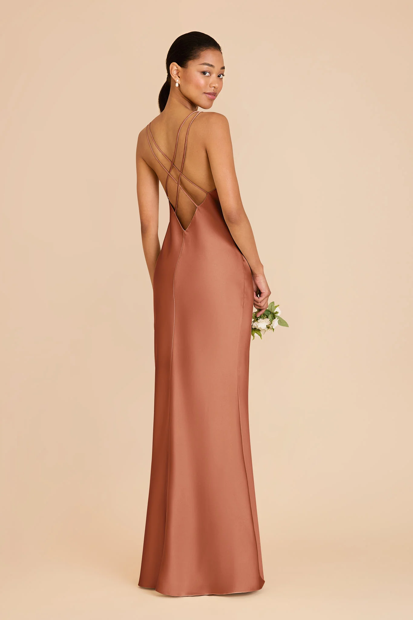 Dasha Matte Satin Dress - Terracotta - Image 7