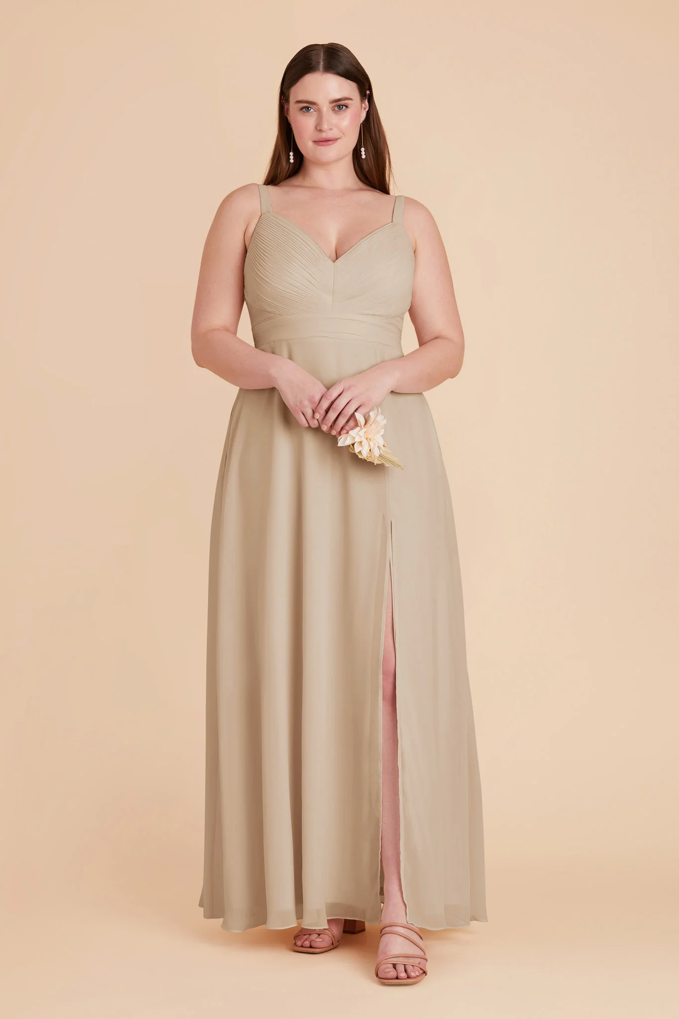 Deborah Chiffon Dress - Almond - Image 10