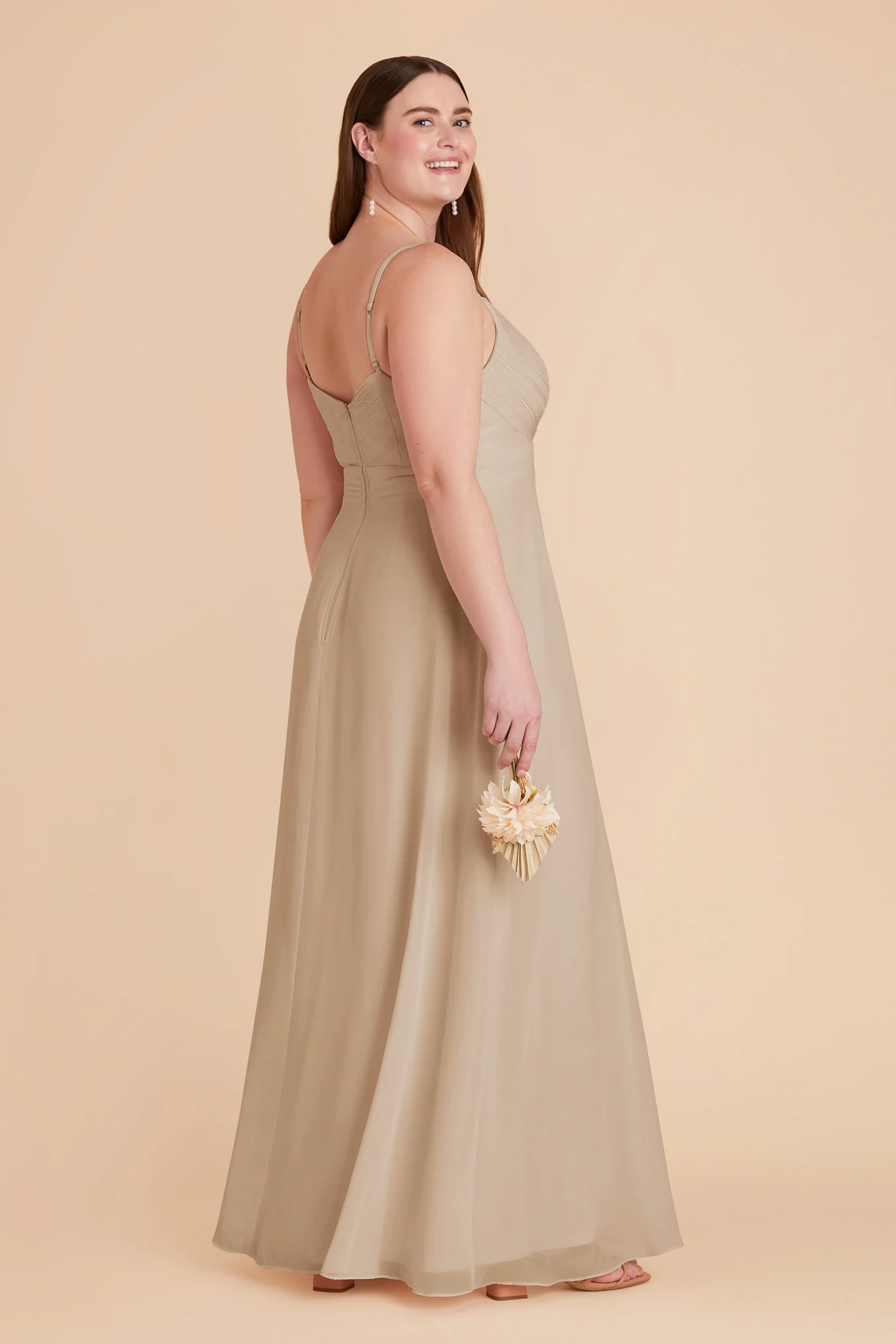 Deborah Chiffon Dress - Almond - Image 11