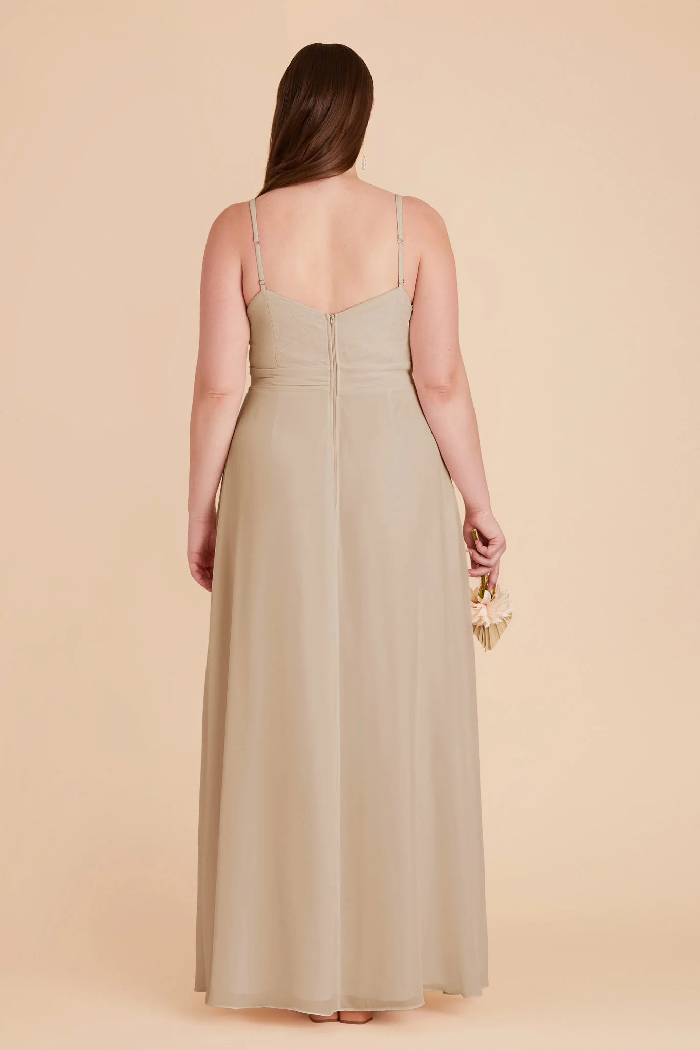 Deborah Chiffon Dress - Almond - Image 12