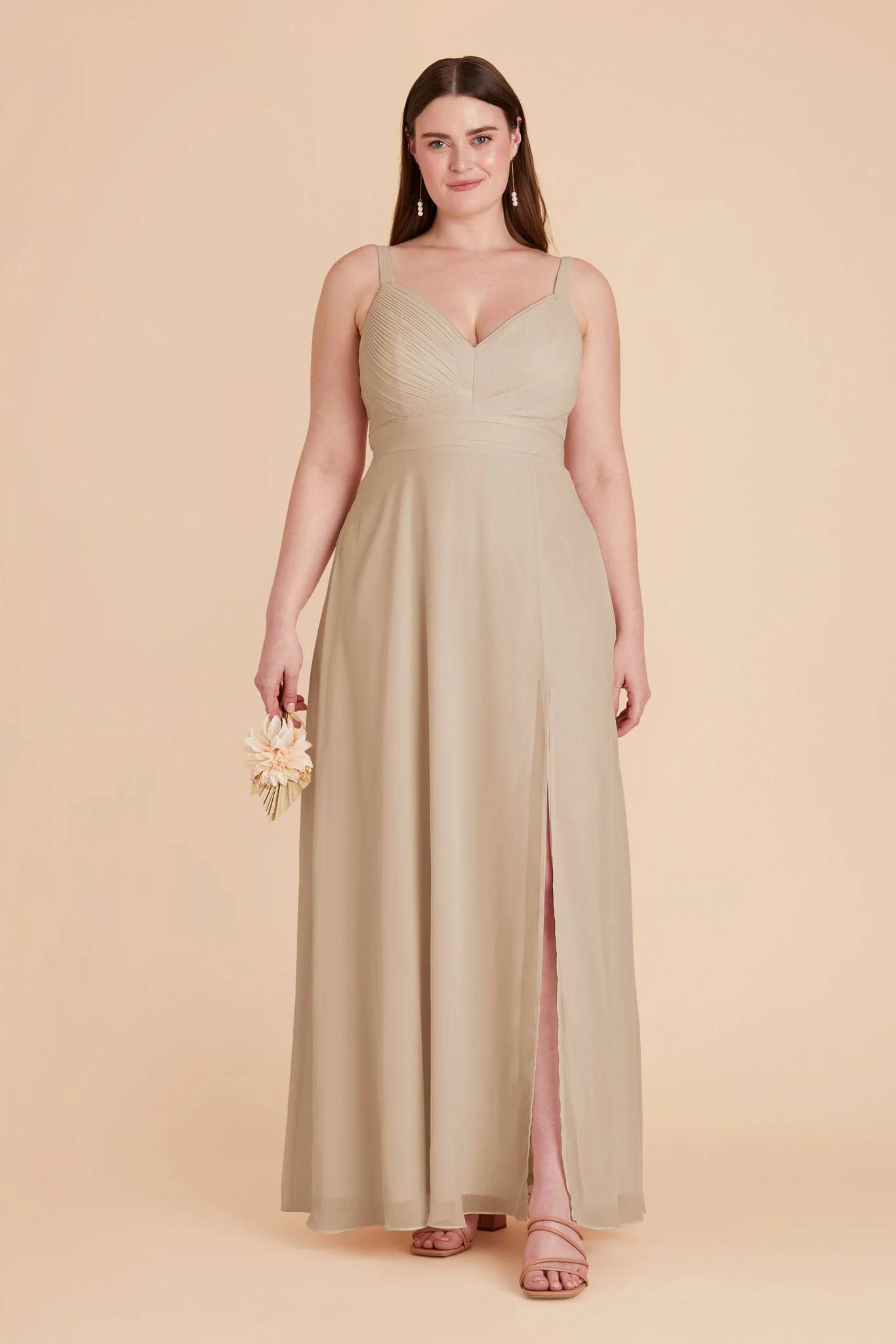 Deborah Chiffon Dress - Almond - Image 3