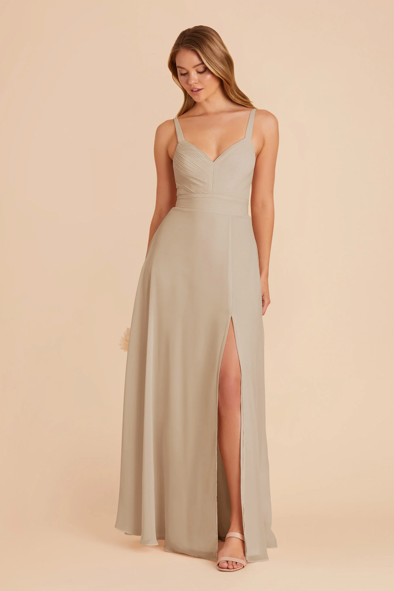 Deborah Chiffon Dress - Almond - Image 5