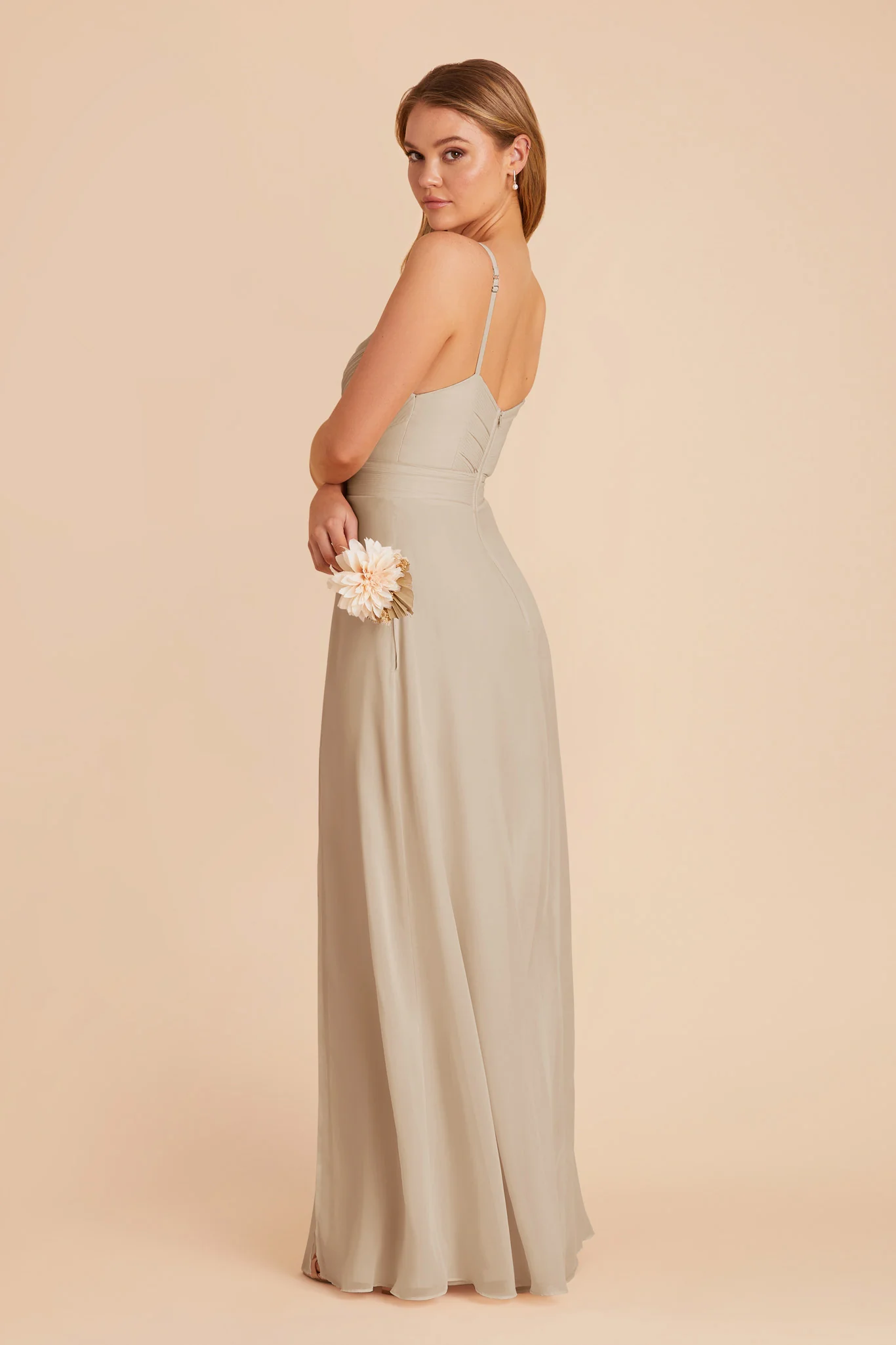 Deborah Chiffon Dress - Almond - Image 7