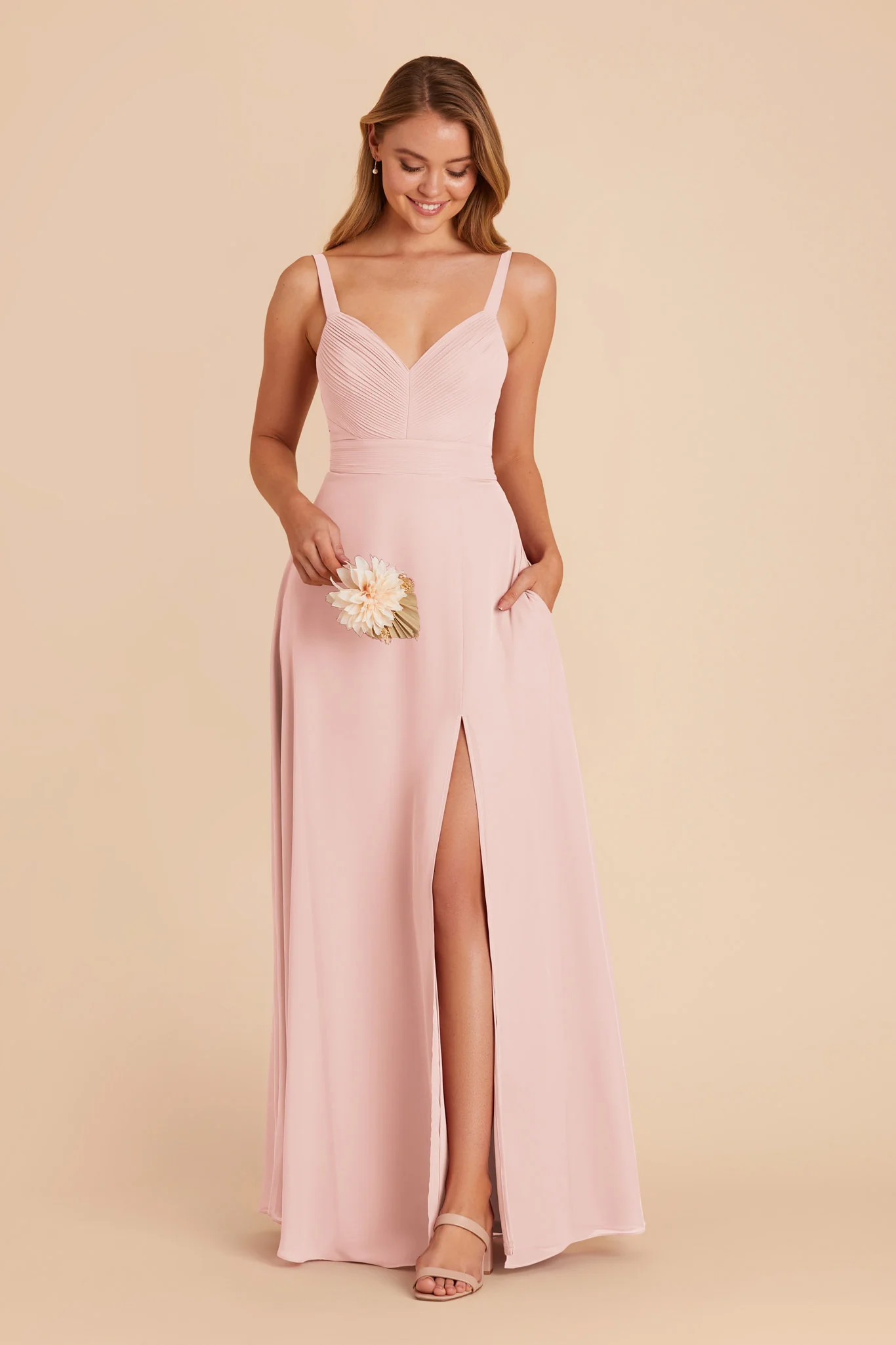 Deborah Chiffon Dress - Blush Pink - Image 4