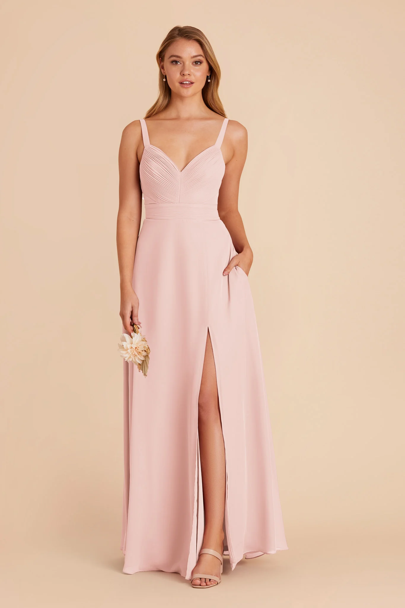 Deborah Chiffon Dress - Blush Pink - Image 5