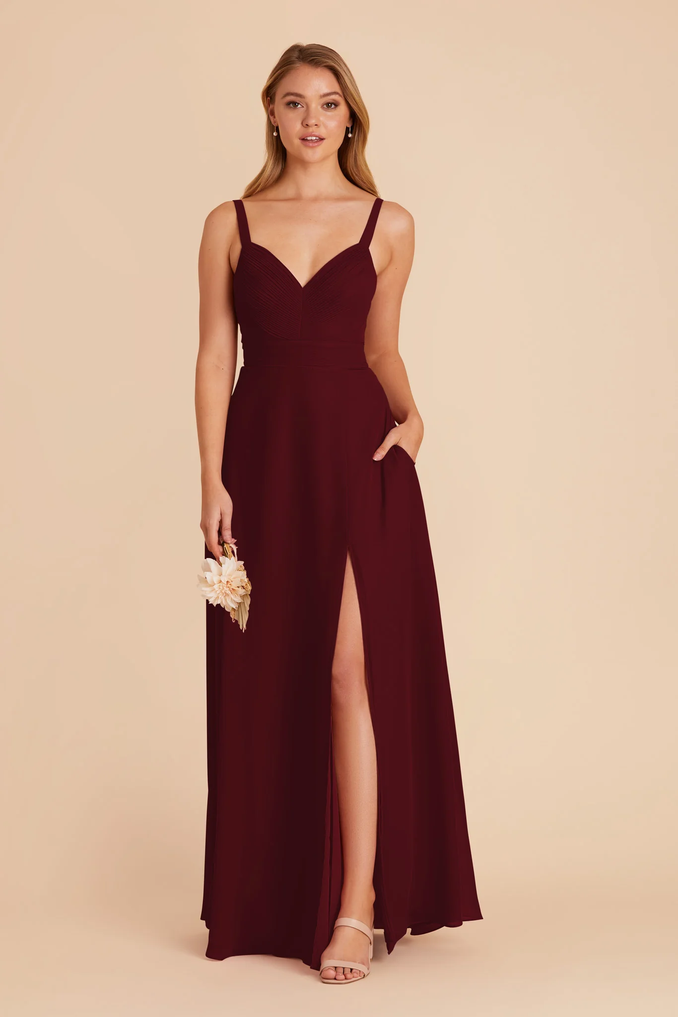 Deborah Chiffon Dress - Cabernet - Image 3