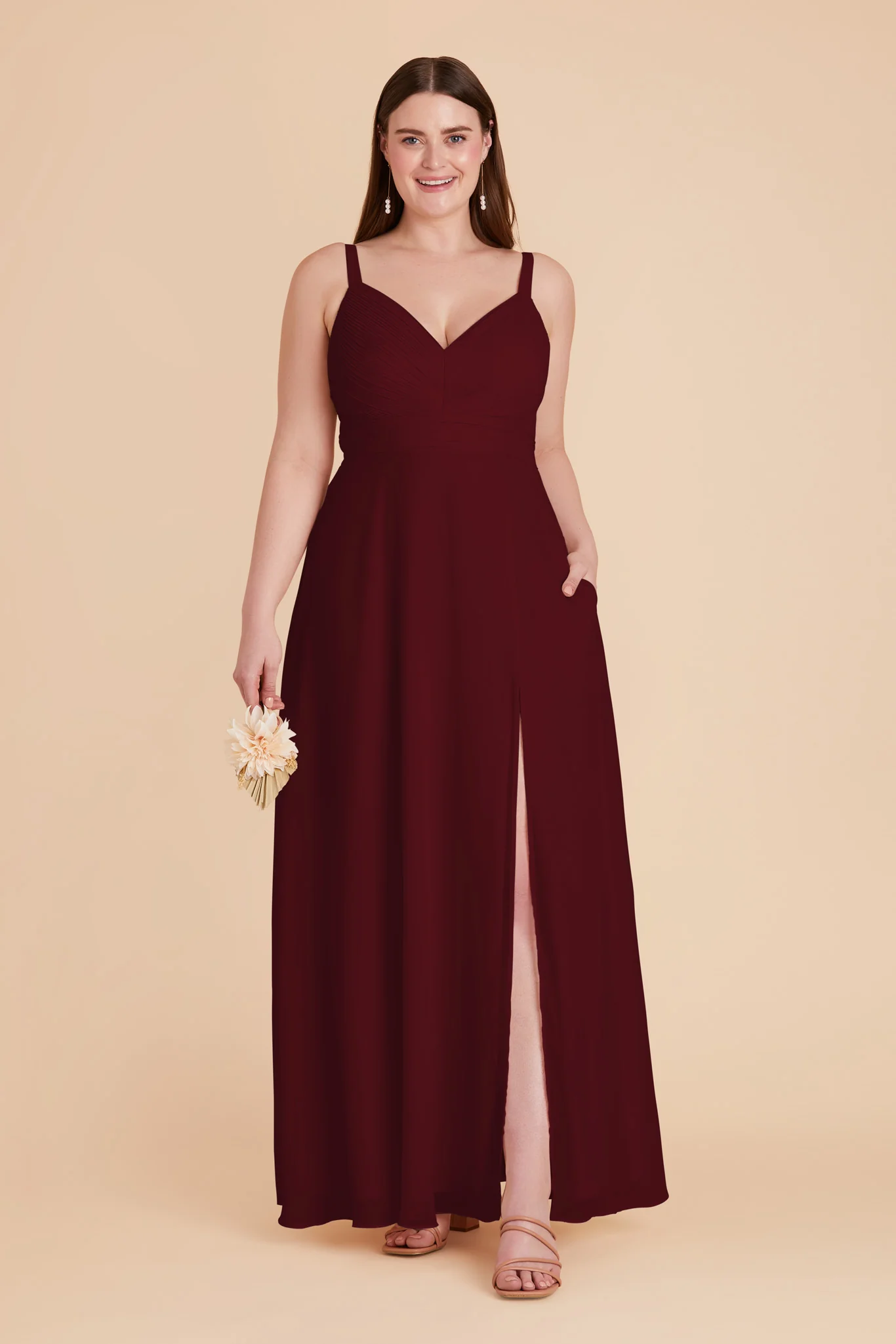 Deborah Chiffon Dress - Cabernet - Image 8
