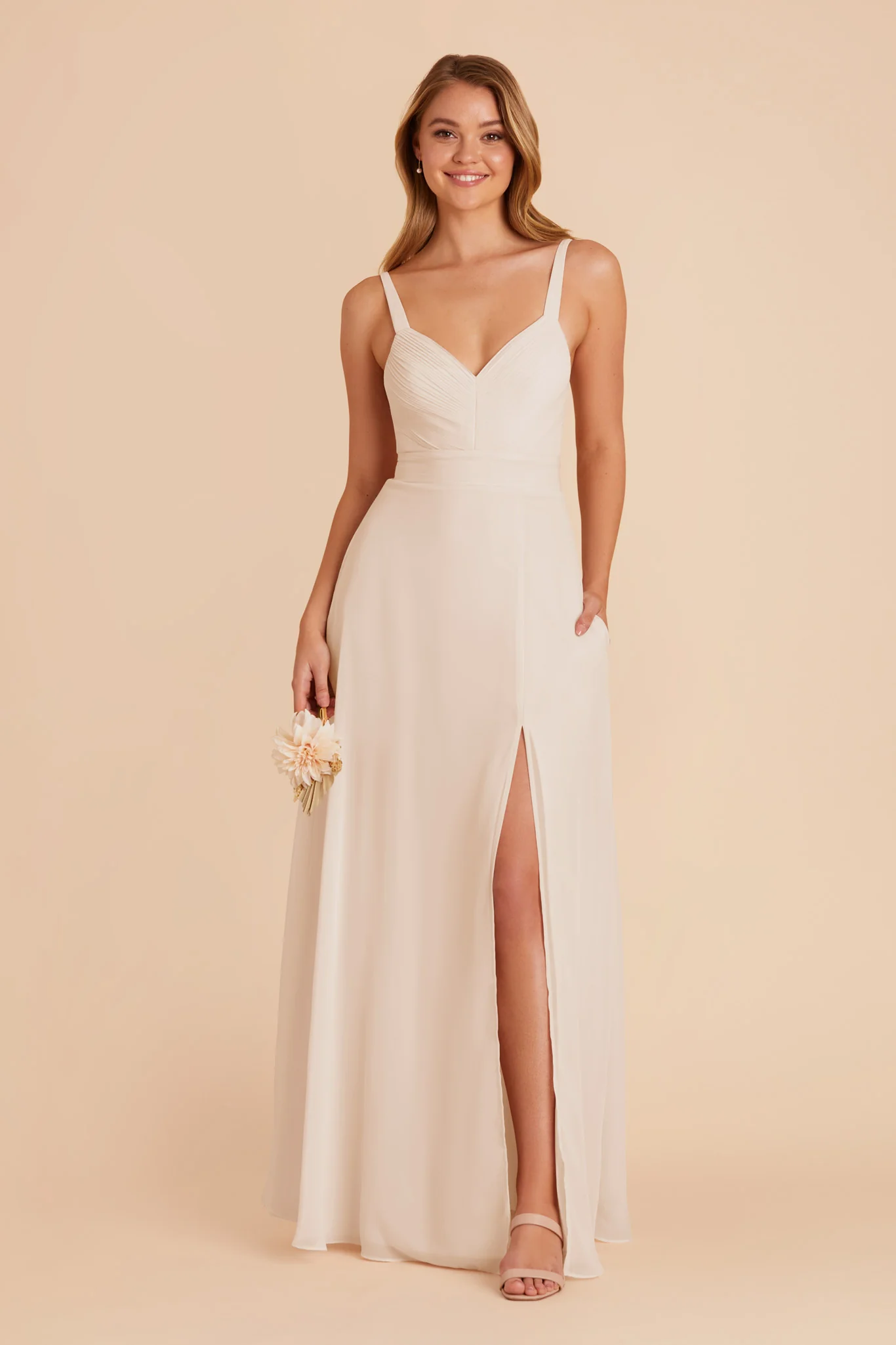Deborah Chiffon Dress - Champagne - Image 3
