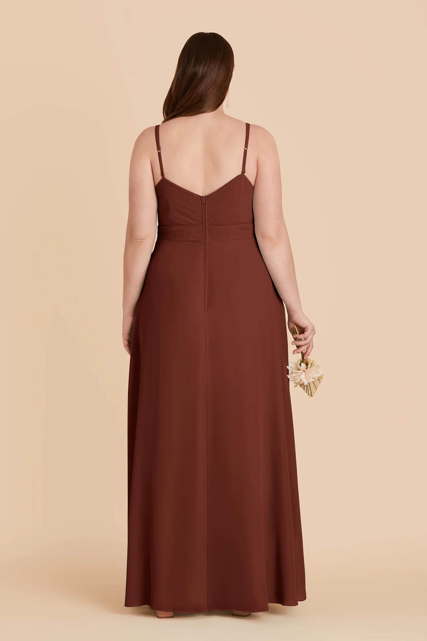 Deborah Chiffon Dress - Cognac - Image 6