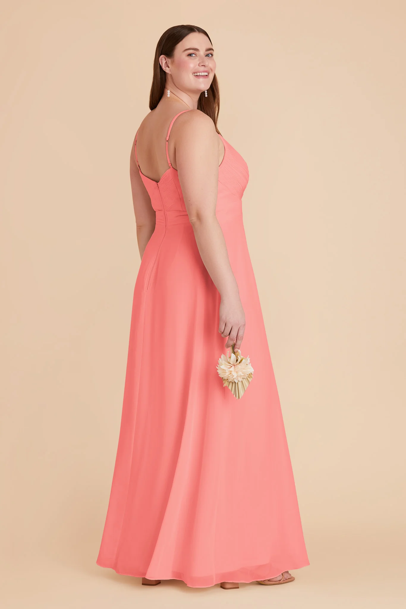 Deborah Chiffon Dress - Coral Pink - Image 11