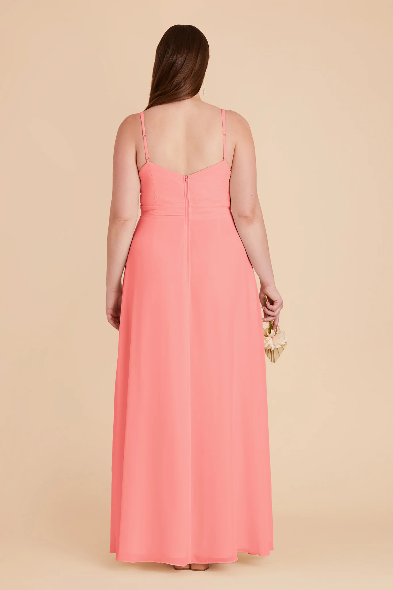 Deborah Chiffon Dress - Coral Pink - Image 12