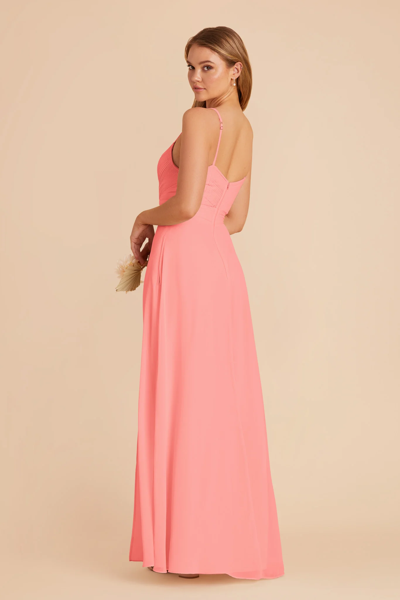 Deborah Chiffon Dress - Coral Pink - Image 5