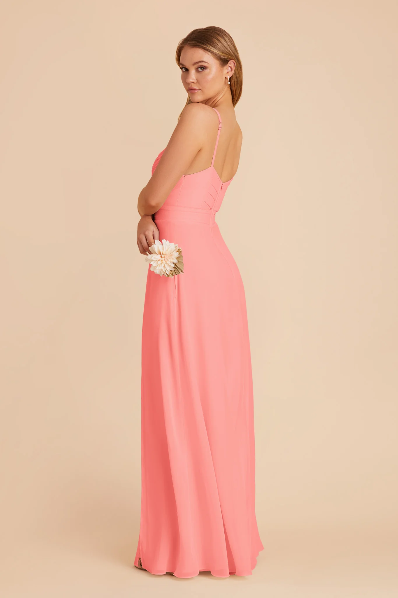 Deborah Chiffon Dress - Coral Pink - Image 6