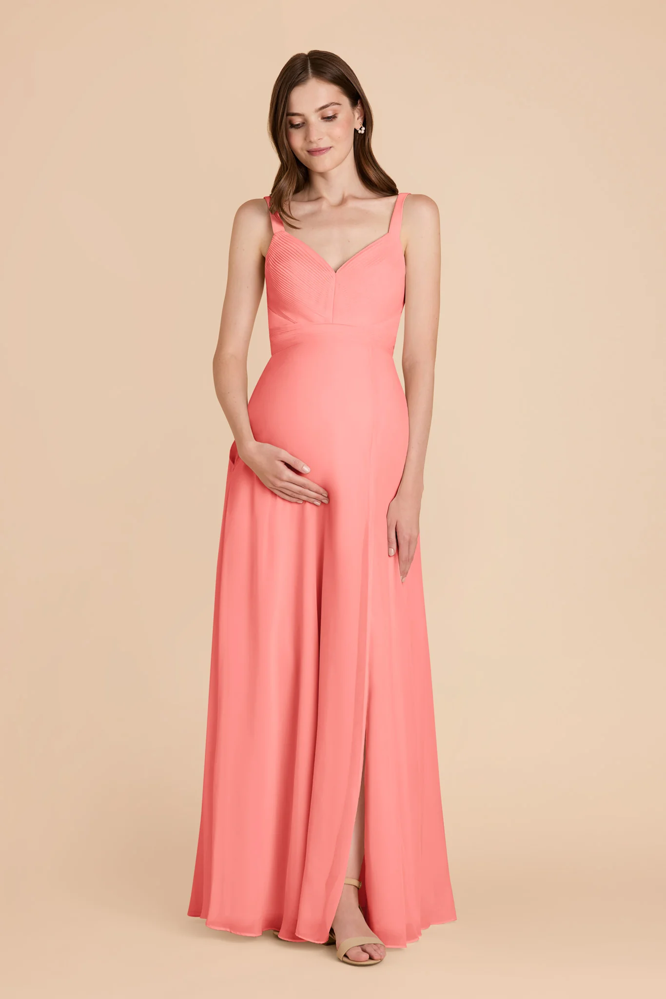 Deborah Chiffon Dress - Coral Pink - Image 7