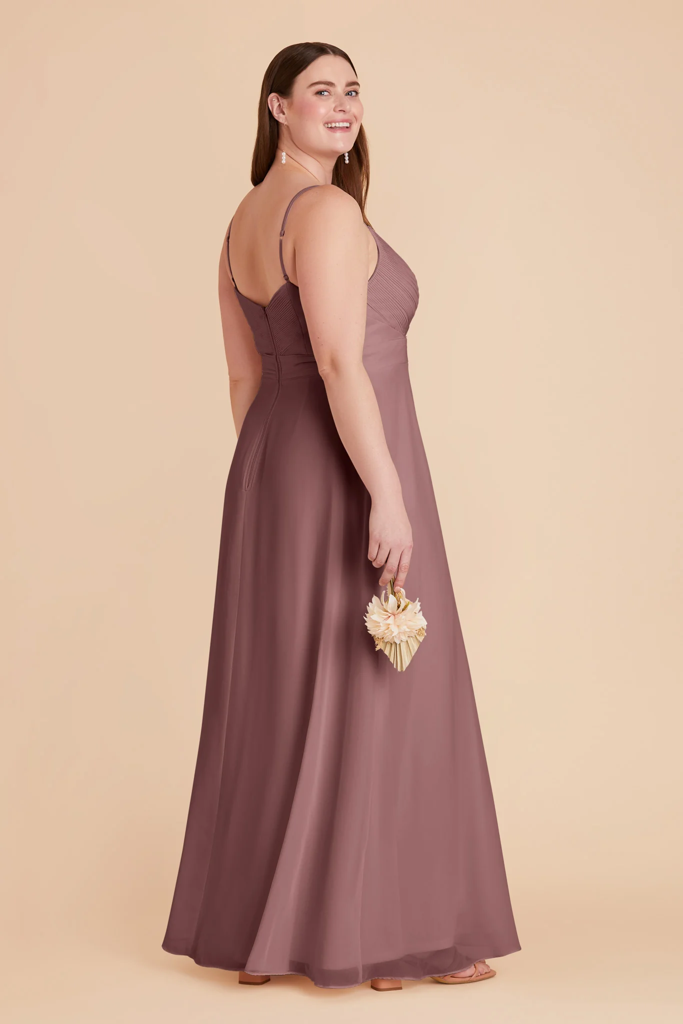 Deborah Chiffon Dress - Dark Mauve - Image 10