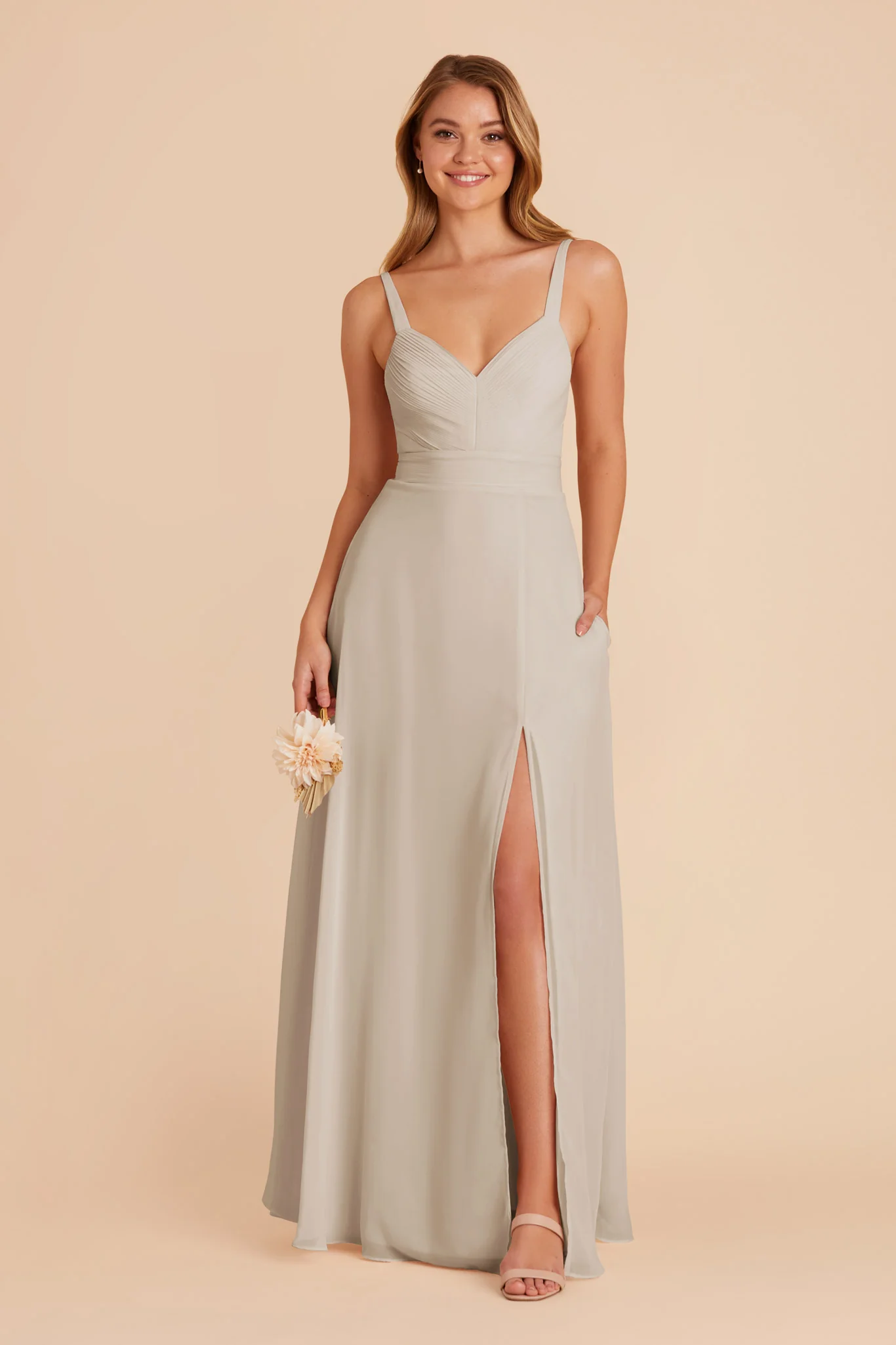 Deborah Chiffon Dress - Dove Gray - Image 3