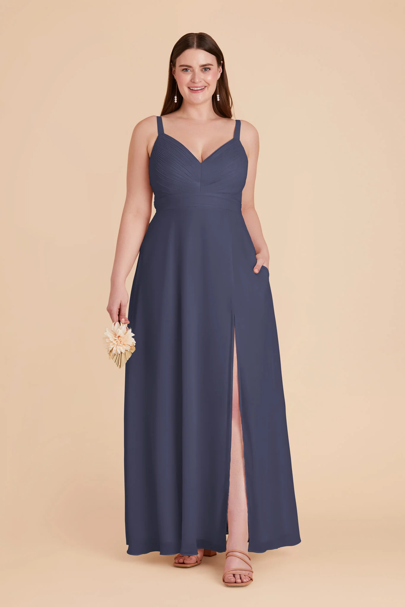 Deborah Chiffon Dress - Dusk Blue - Image 10