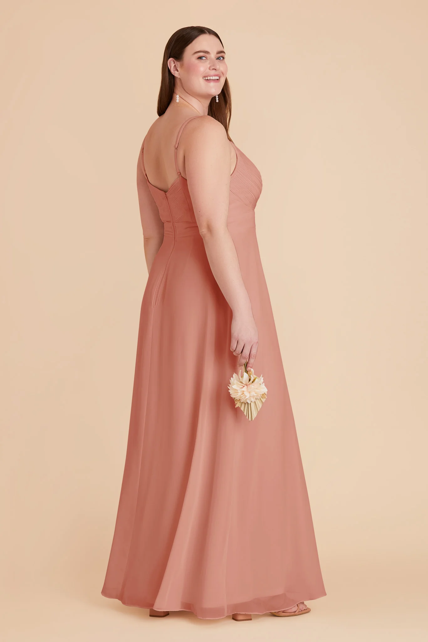 Deborah Chiffon Dress - Dusty Rose - Image 10