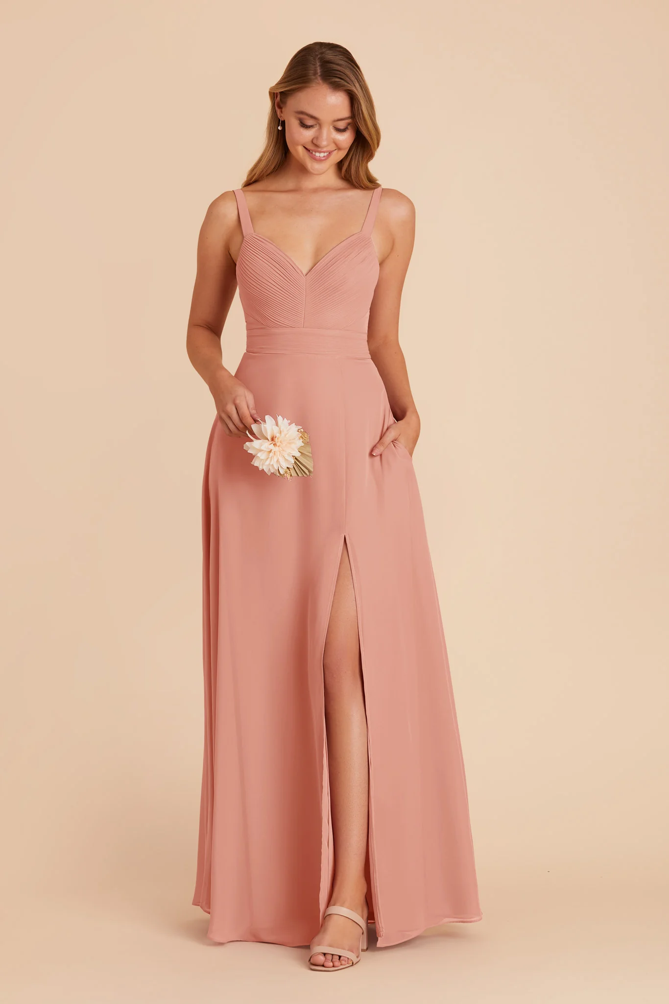 Deborah Chiffon Dress - Dusty Rose - Image 3