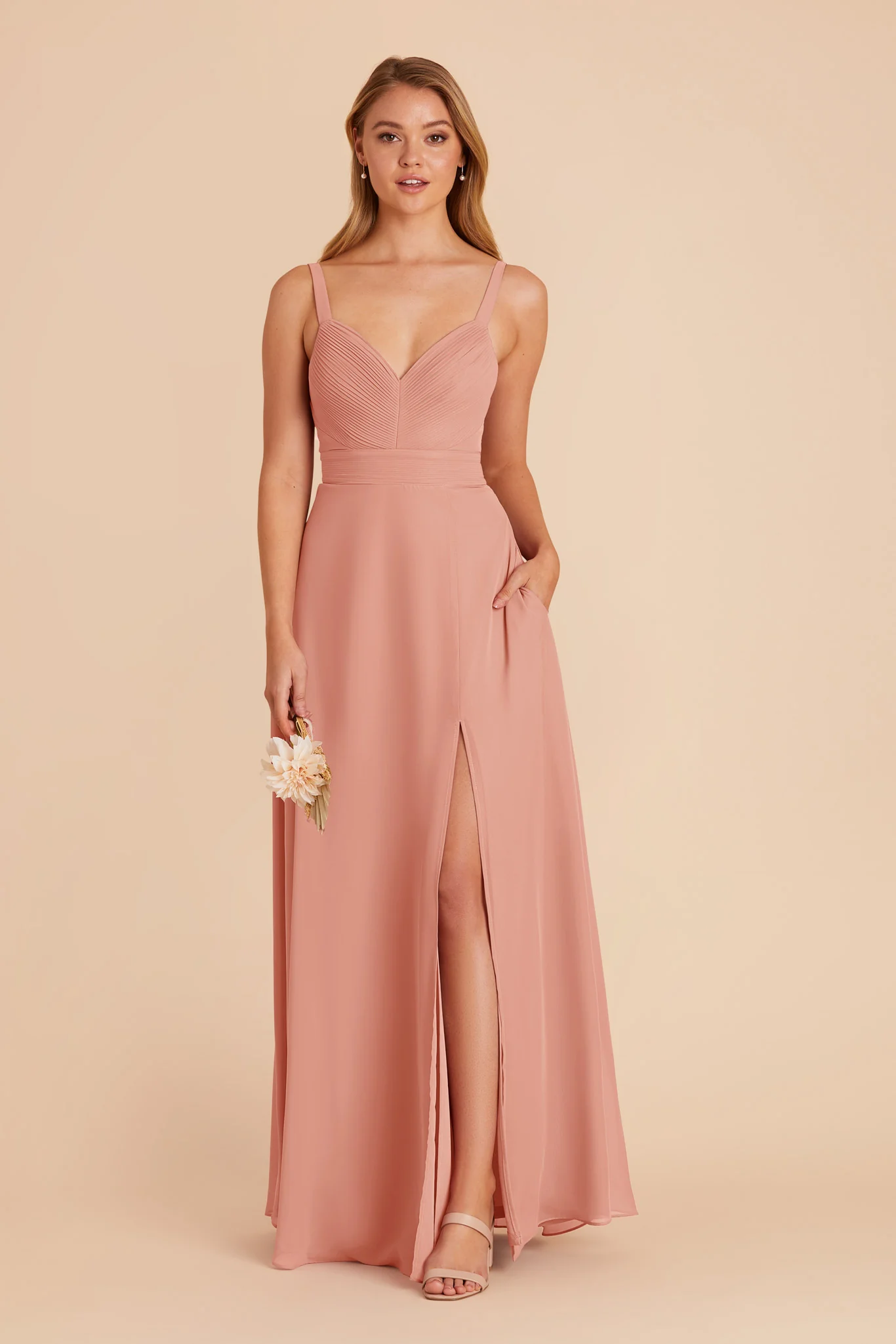 Deborah Chiffon Dress - Dusty Rose - Image 4