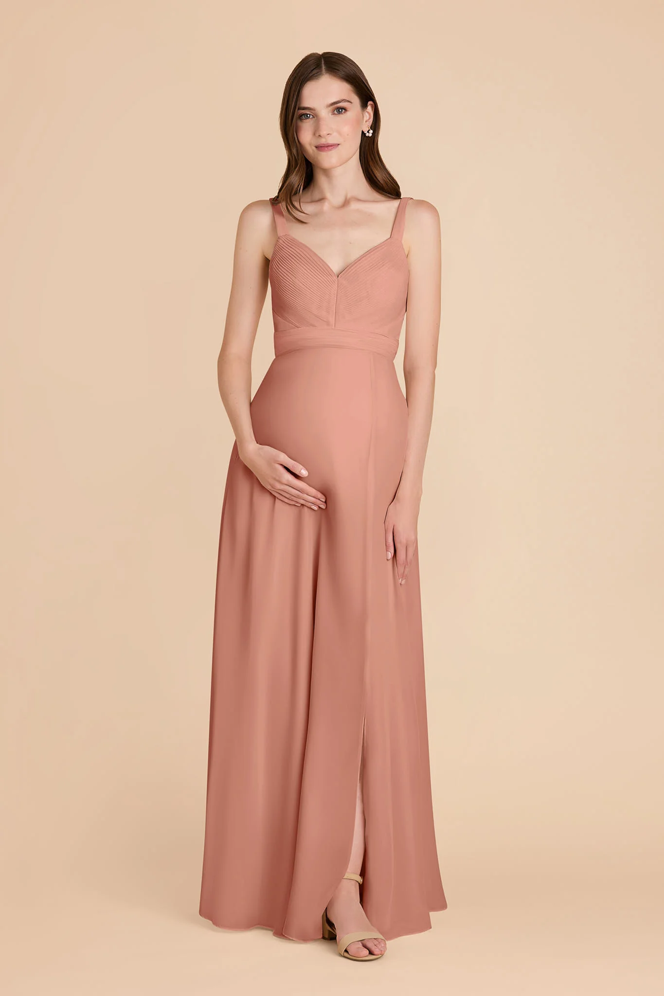 Deborah Chiffon Dress - Dusty Rose - Image 7