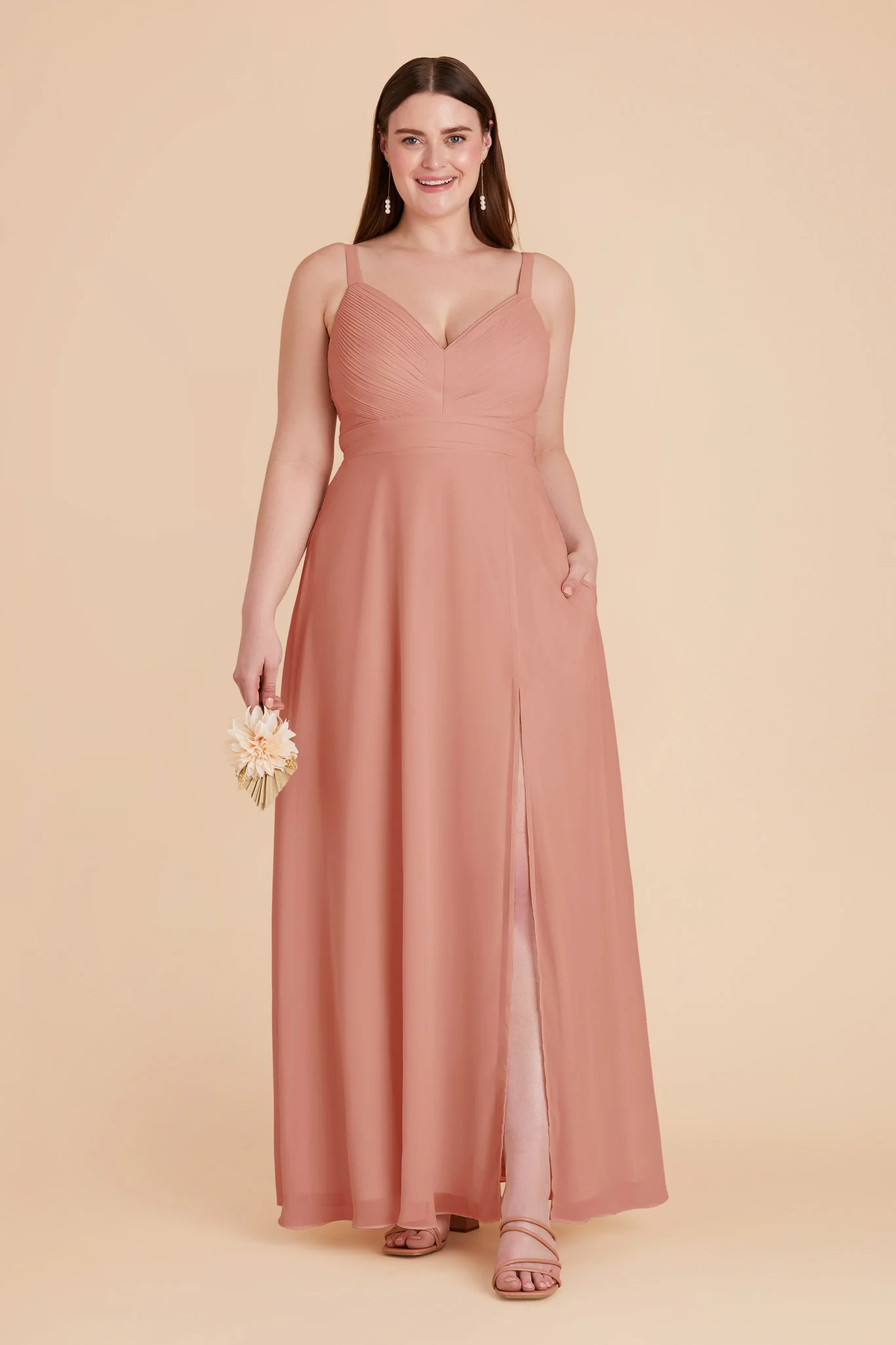 Deborah Chiffon Dress - Dusty Rose - Image 9