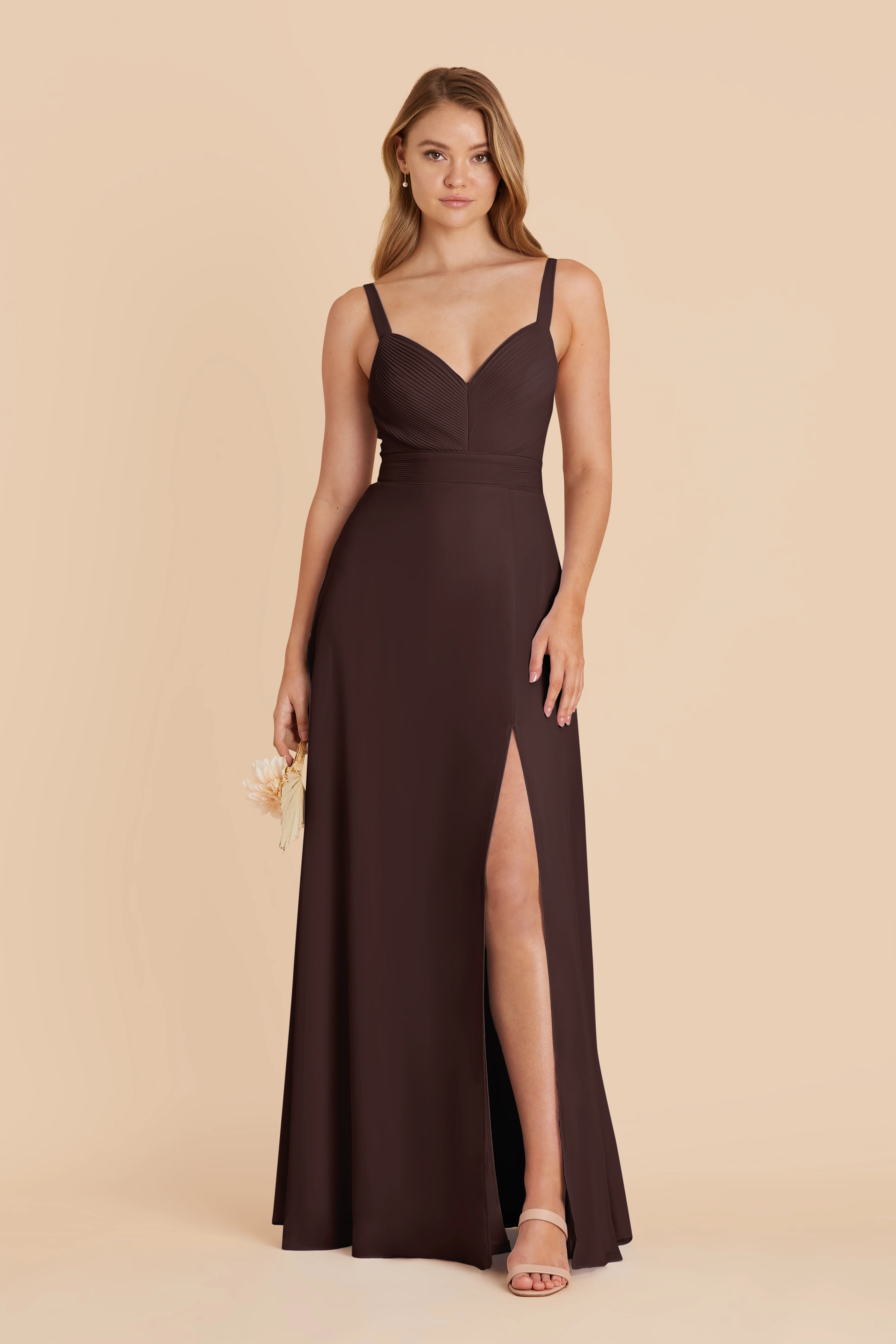 Deborah Chiffon Dress - Espresso