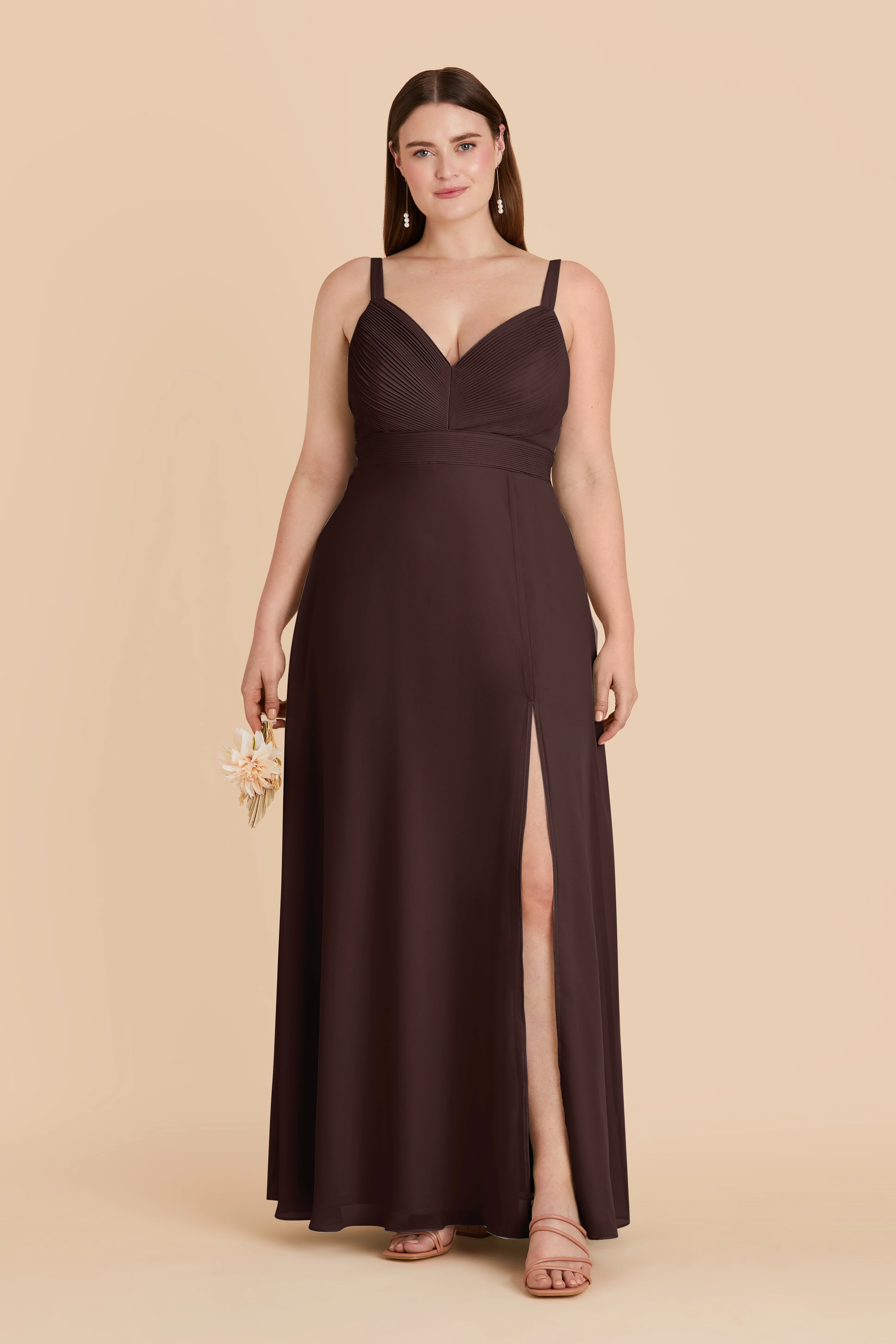 Deborah Chiffon Dress - Espresso - Image 2