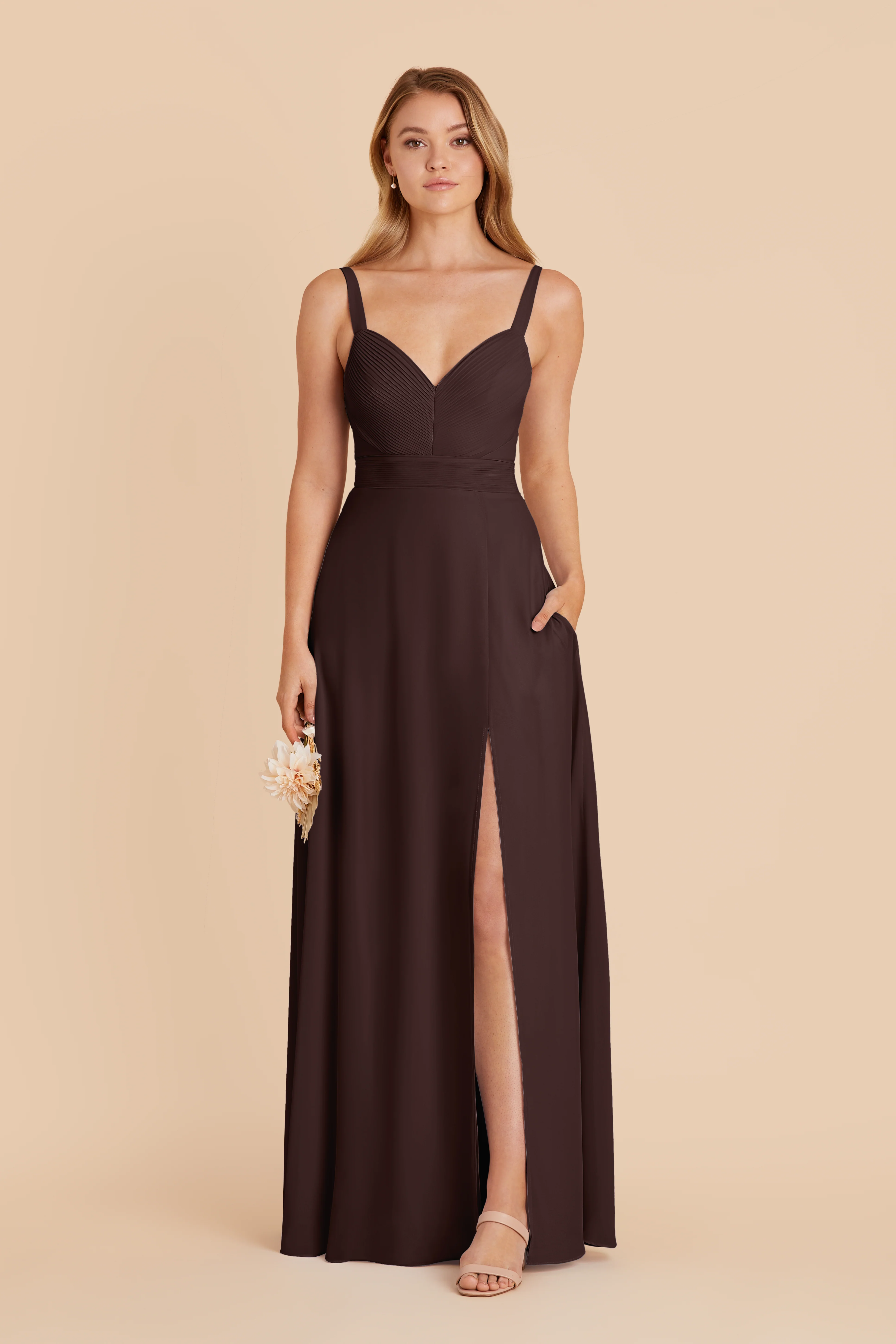 Deborah Chiffon Dress - Espresso - Image 3