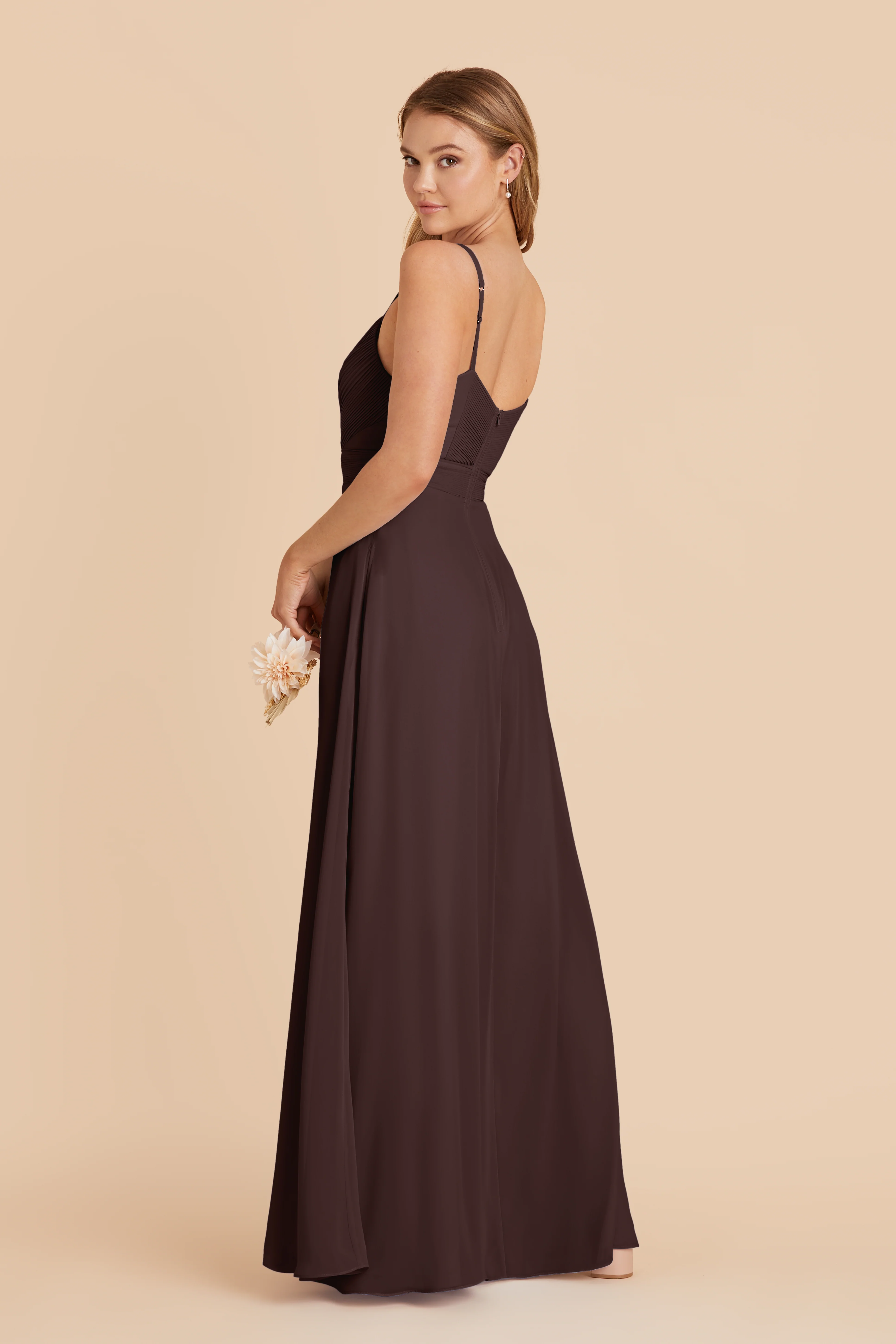 Deborah Chiffon Dress - Espresso - Image 4