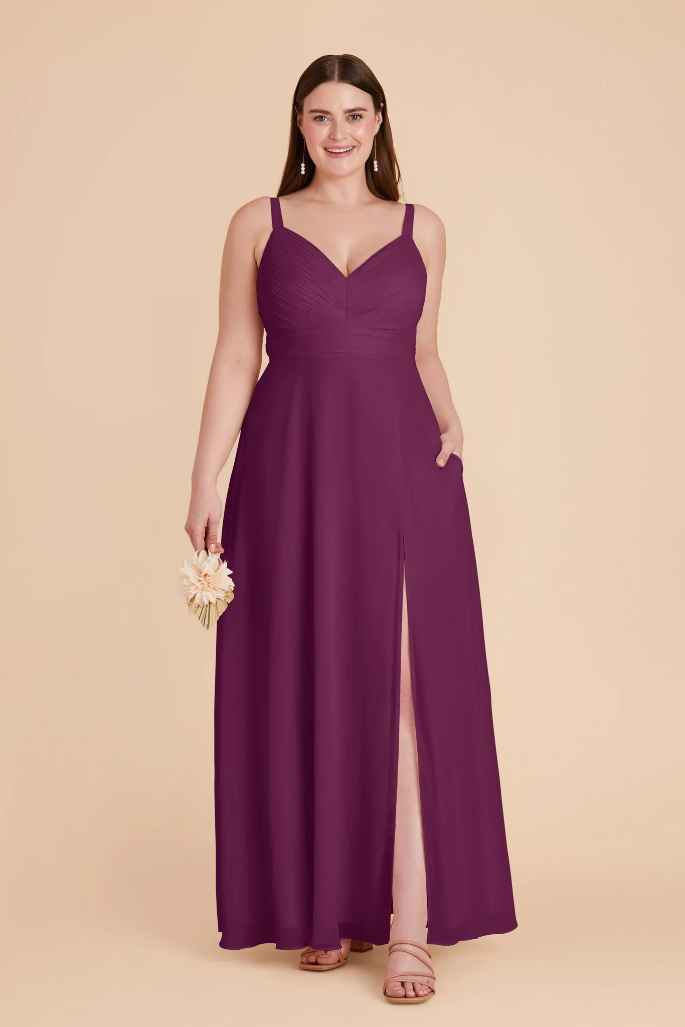 Deborah Chiffon Dress - Fig - Image 3