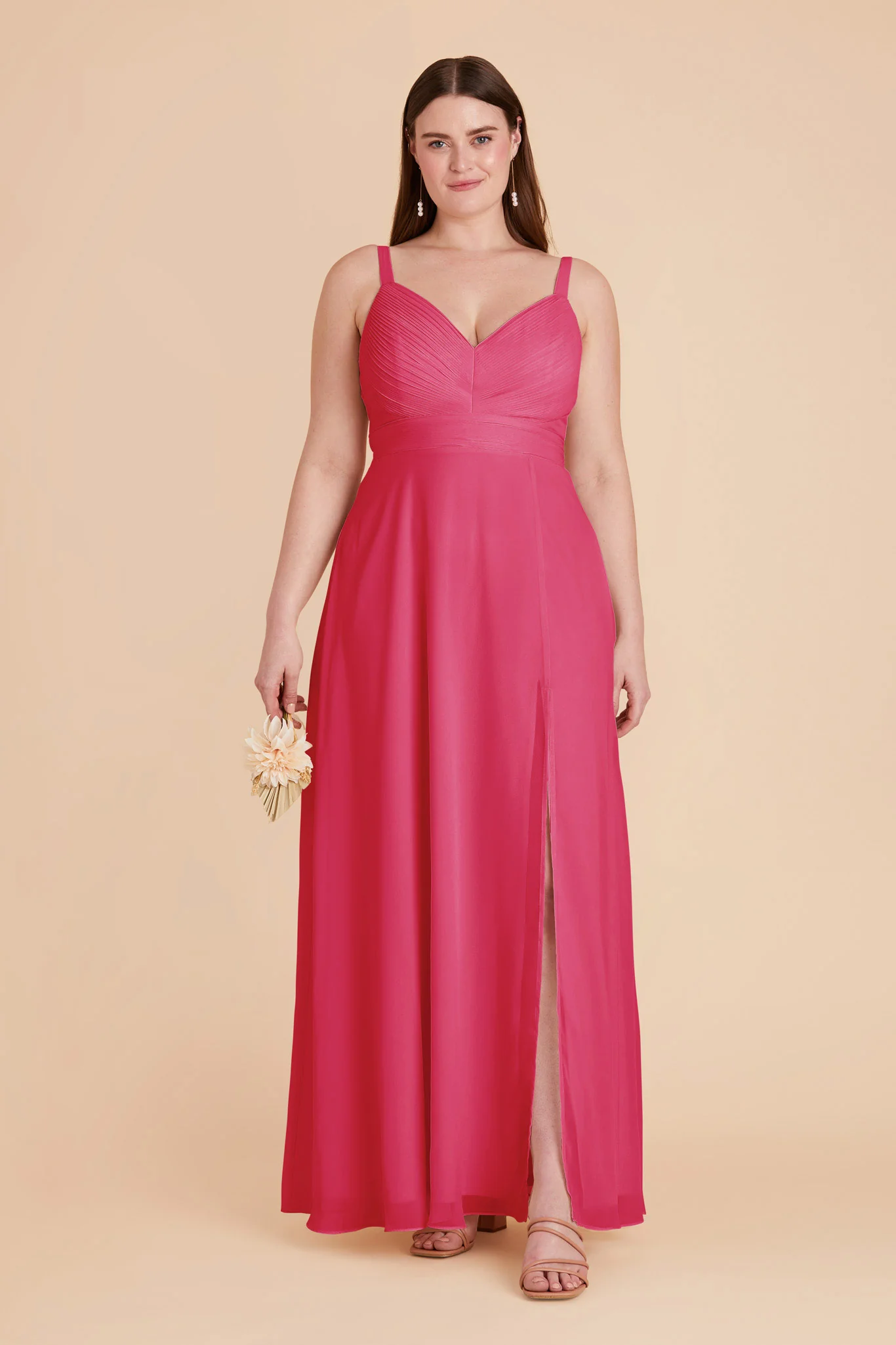 Deborah Chiffon Dress - Fuchsia - Image 3