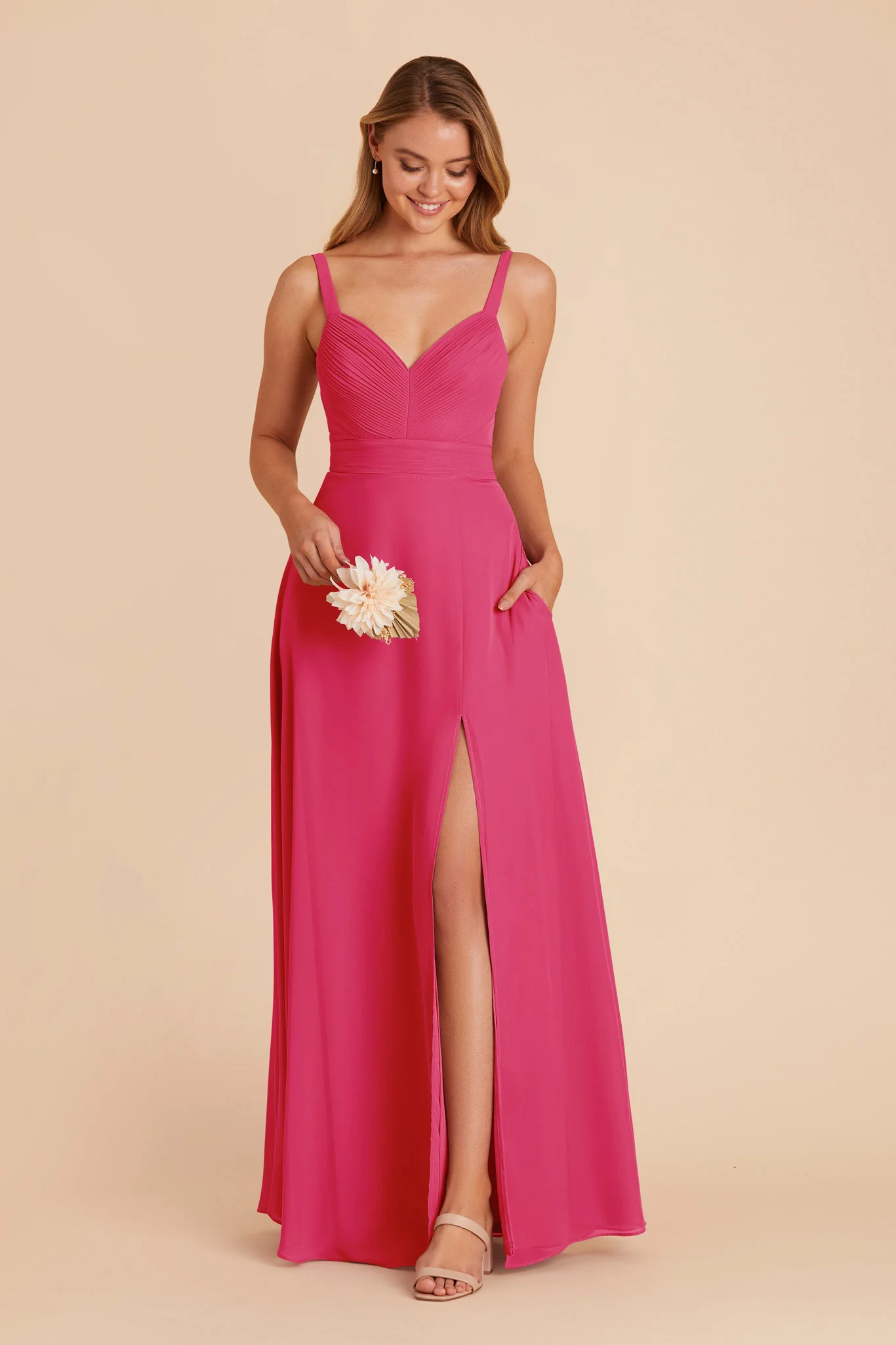 Deborah Chiffon Dress - Fuchsia - Image 5