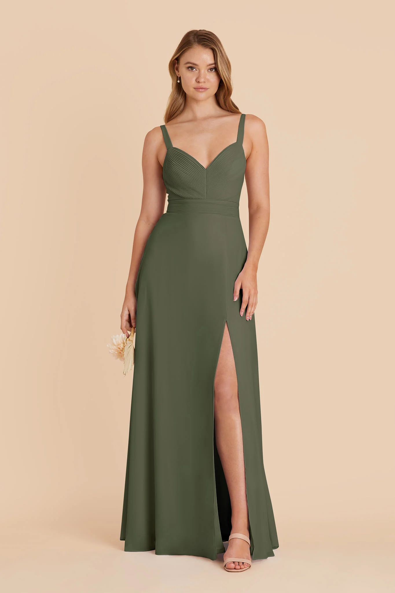 Deborah Chiffon Dress - Olive - Image 3