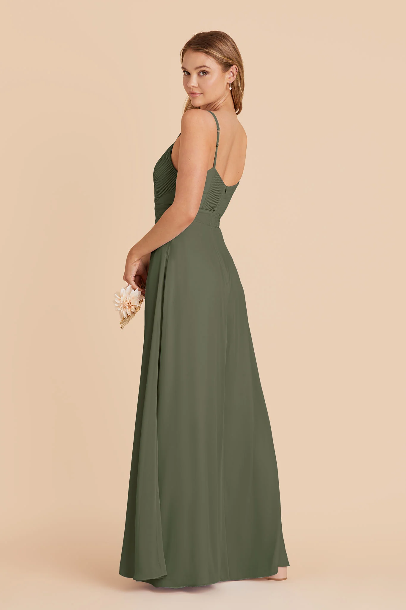 Deborah Chiffon Dress - Olive - Image 4
