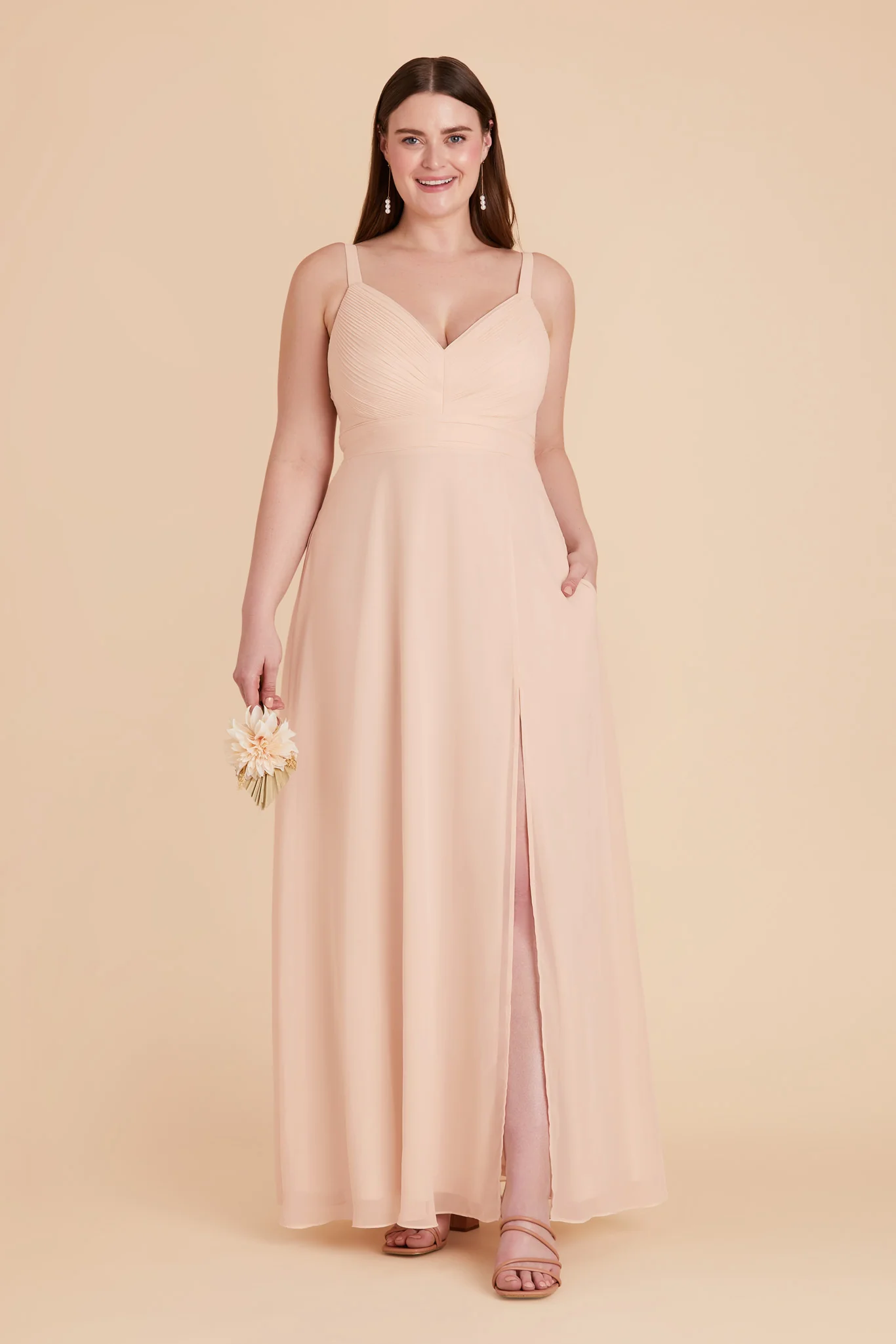 Deborah Chiffon Dress - Pale Blush - Image 9