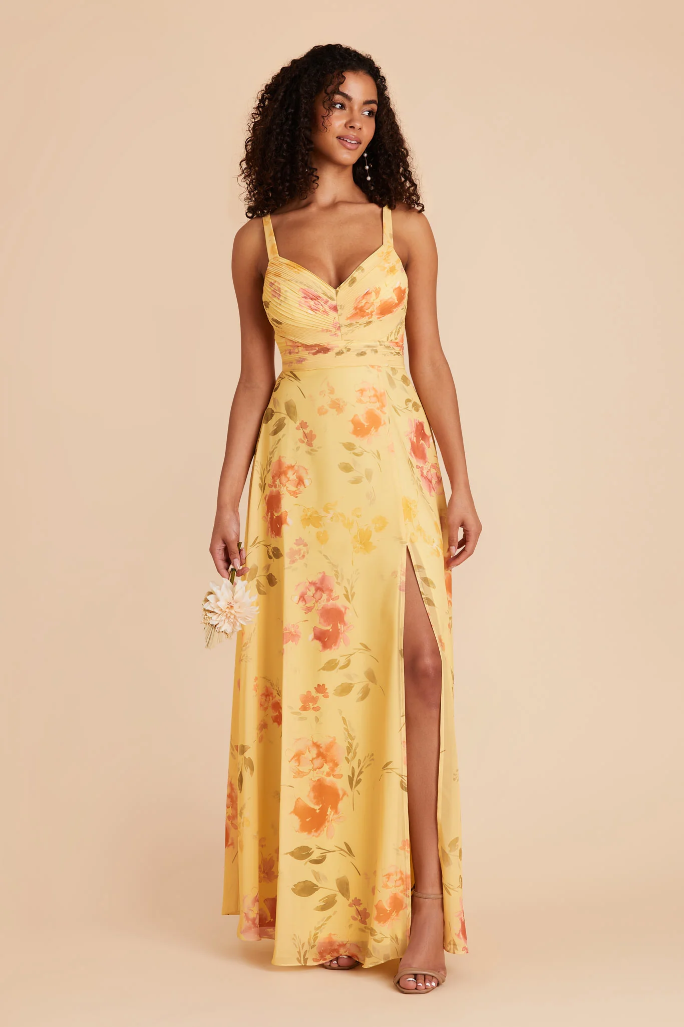 Deborah Chiffon Dress - Pale Yellow Rococo Floral - Image 3