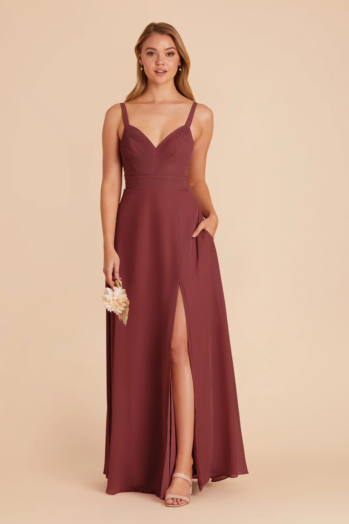 Deborah Chiffon Dress - Rosewood - Image 3