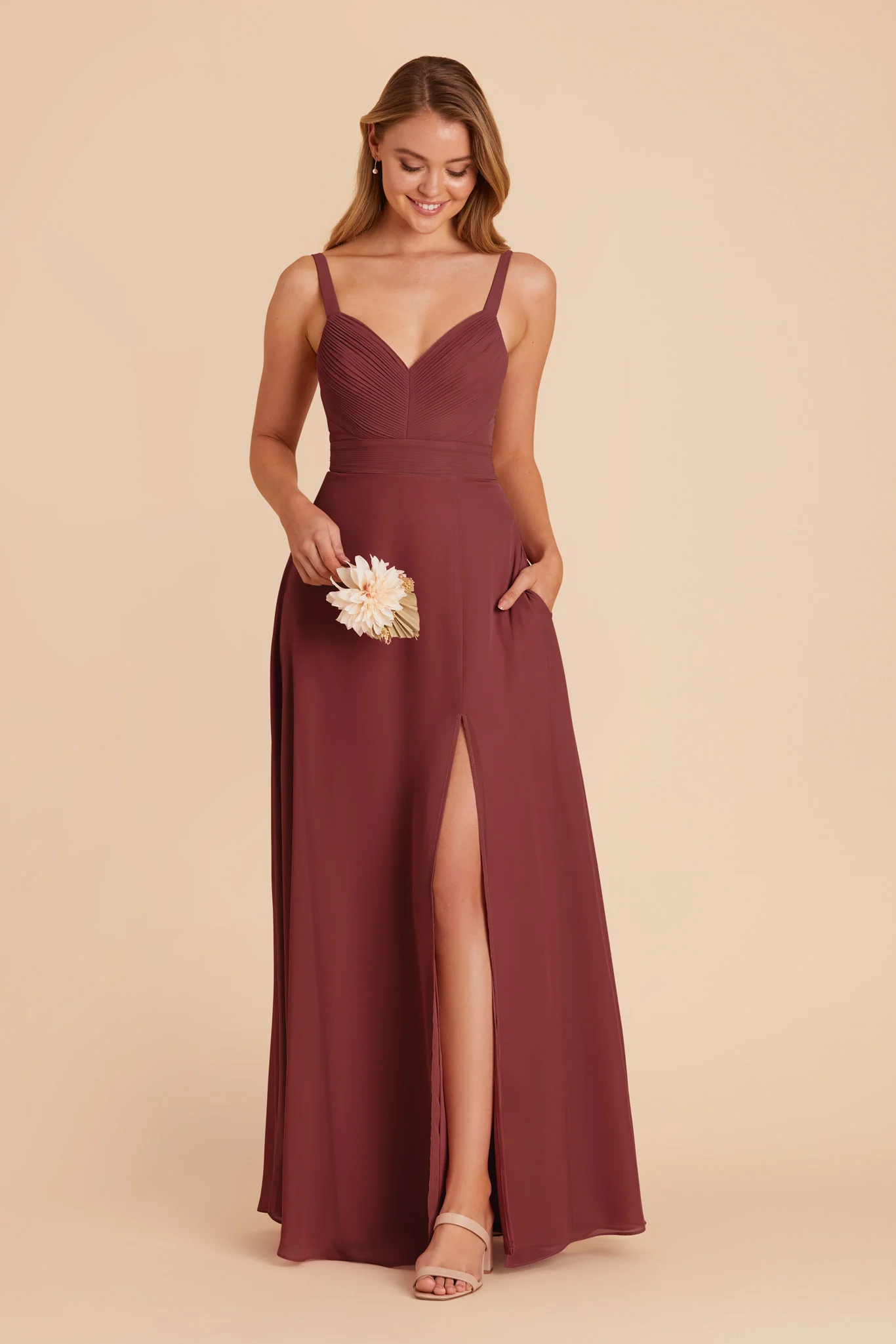 Deborah Chiffon Dress - Rosewood - Image 4